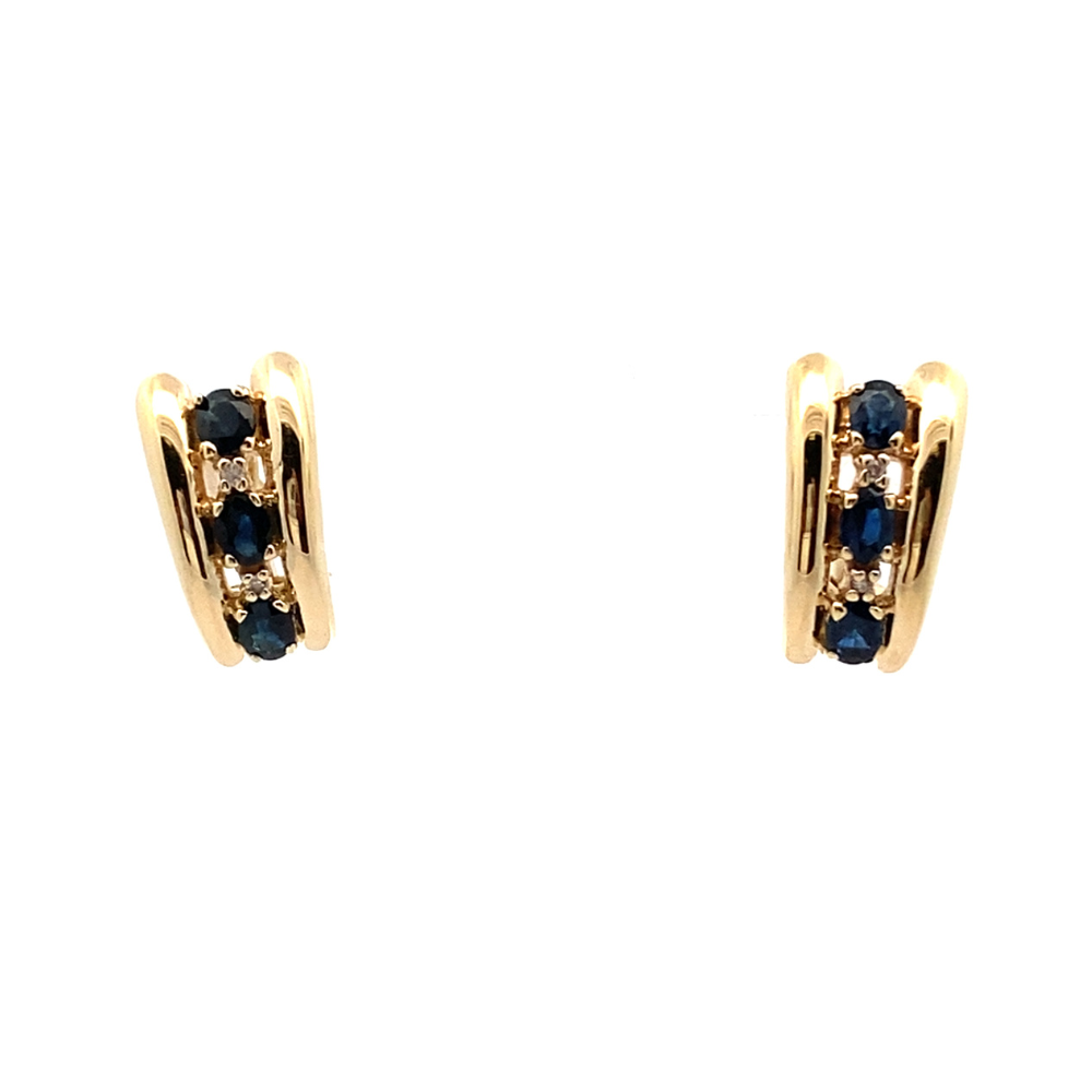 Oval Sapphire & Diamond Hoop Earrings
