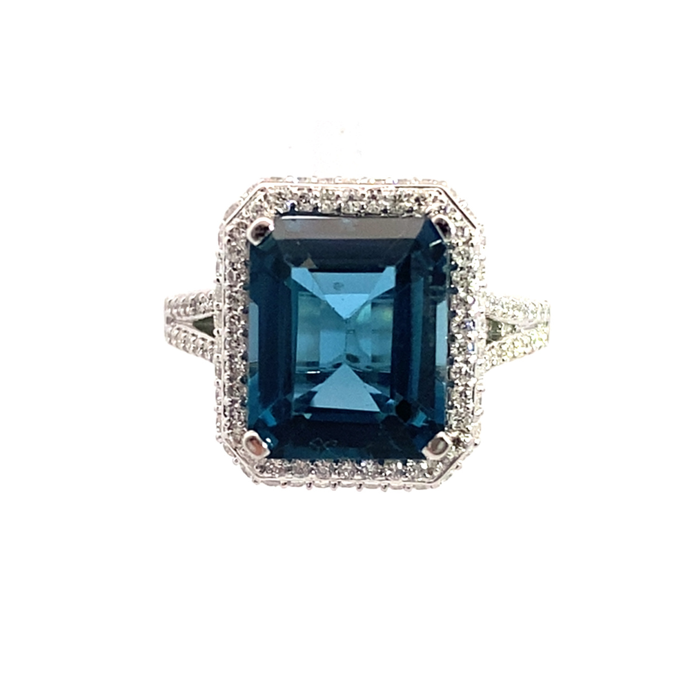 London Blue Topaz and Diamond Ring