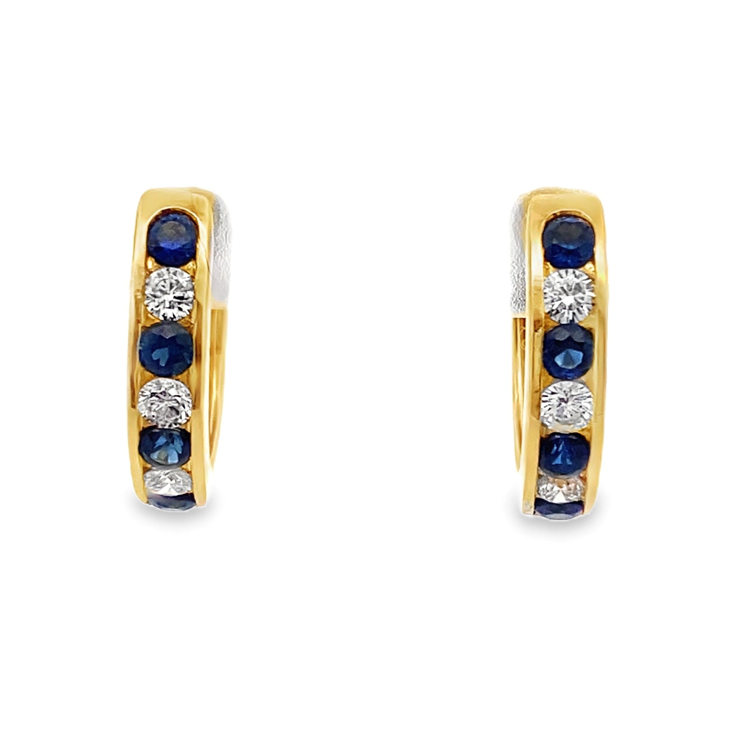 Sapphire and Diamond Hoop Earrings