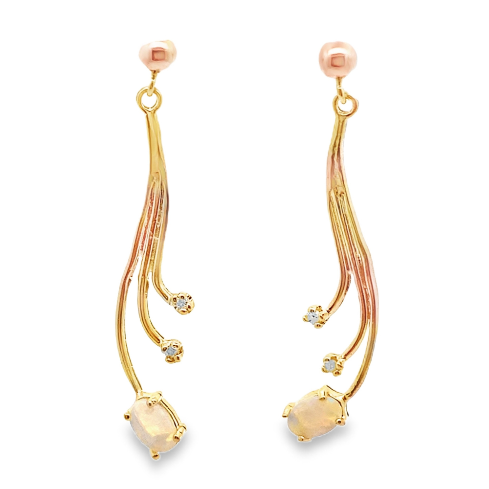 Opal and Diamond Dangle Earrings