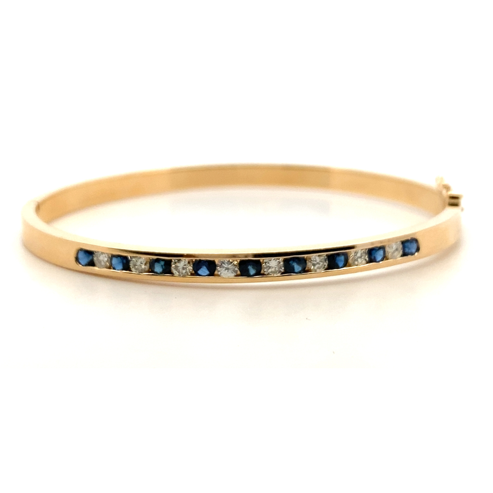 Sapphire and Diamond Channel-Set Bangle