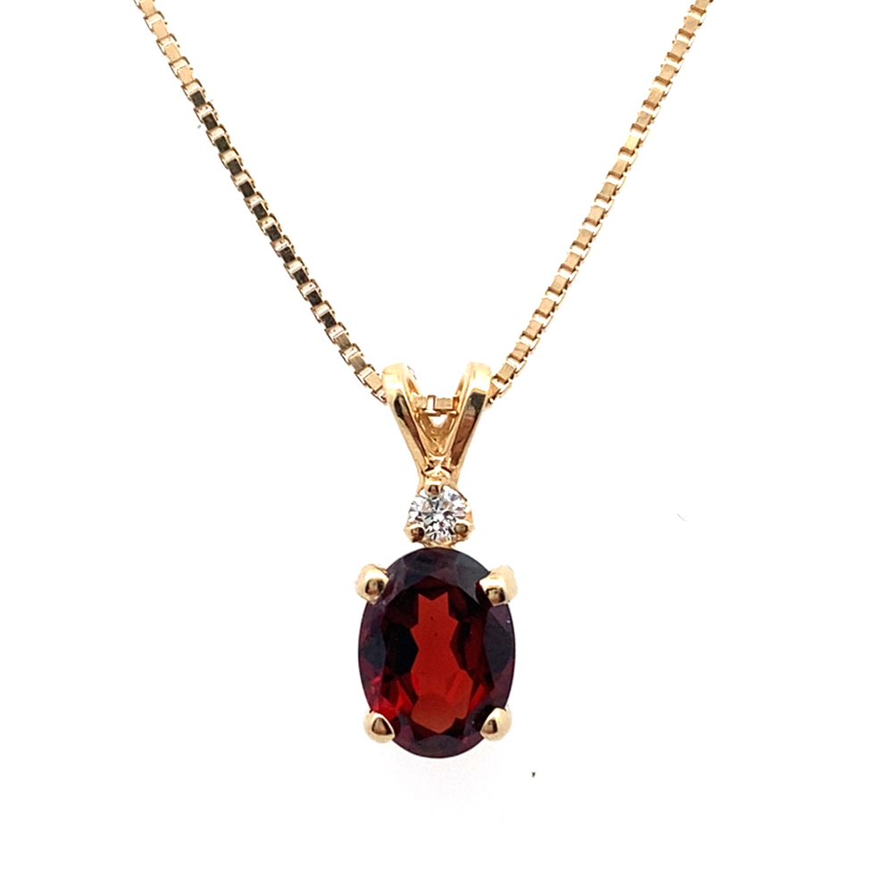 Oval Garnet and Diamond Pendant