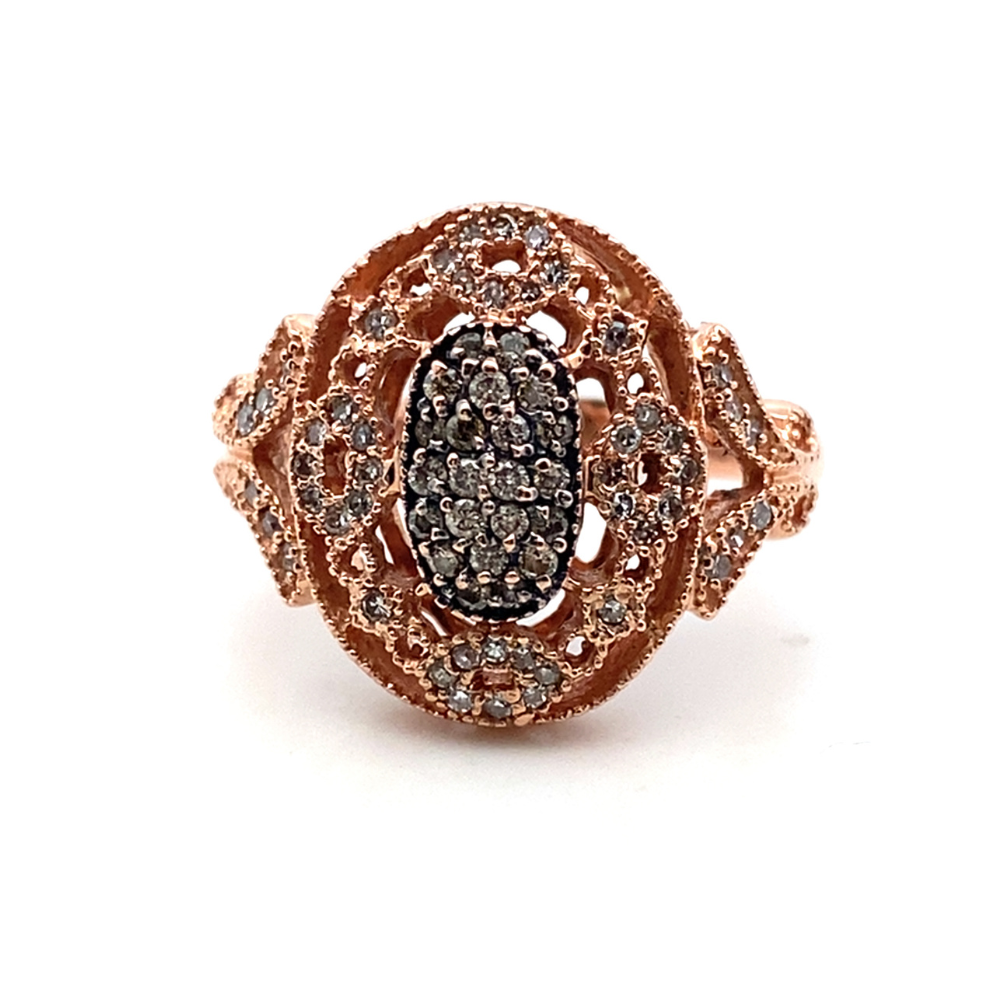 Champagne and White Diamond Vintage-Inspired Ring