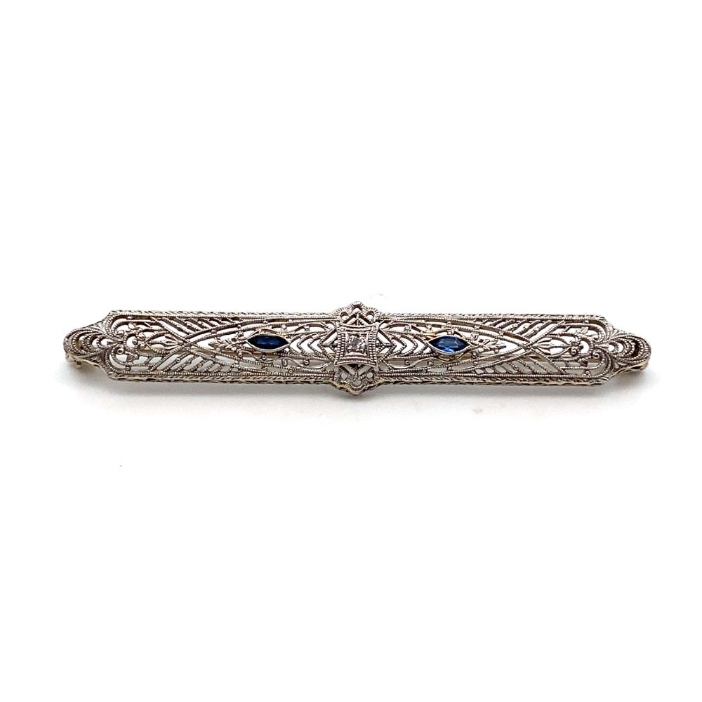 Vintage Inspired Sapphire and Diamond Brooch