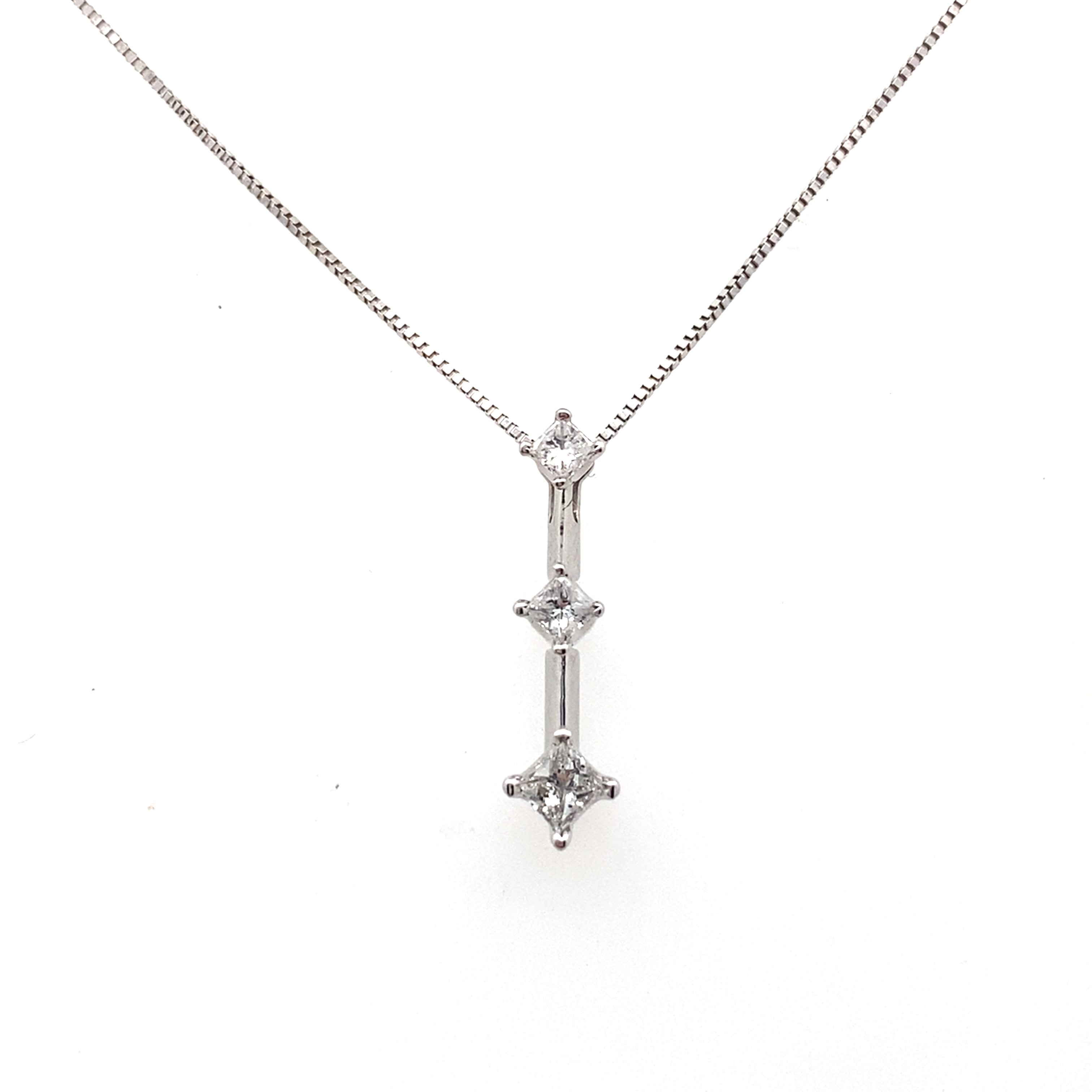 Princess Three Stone Diamond Pendant