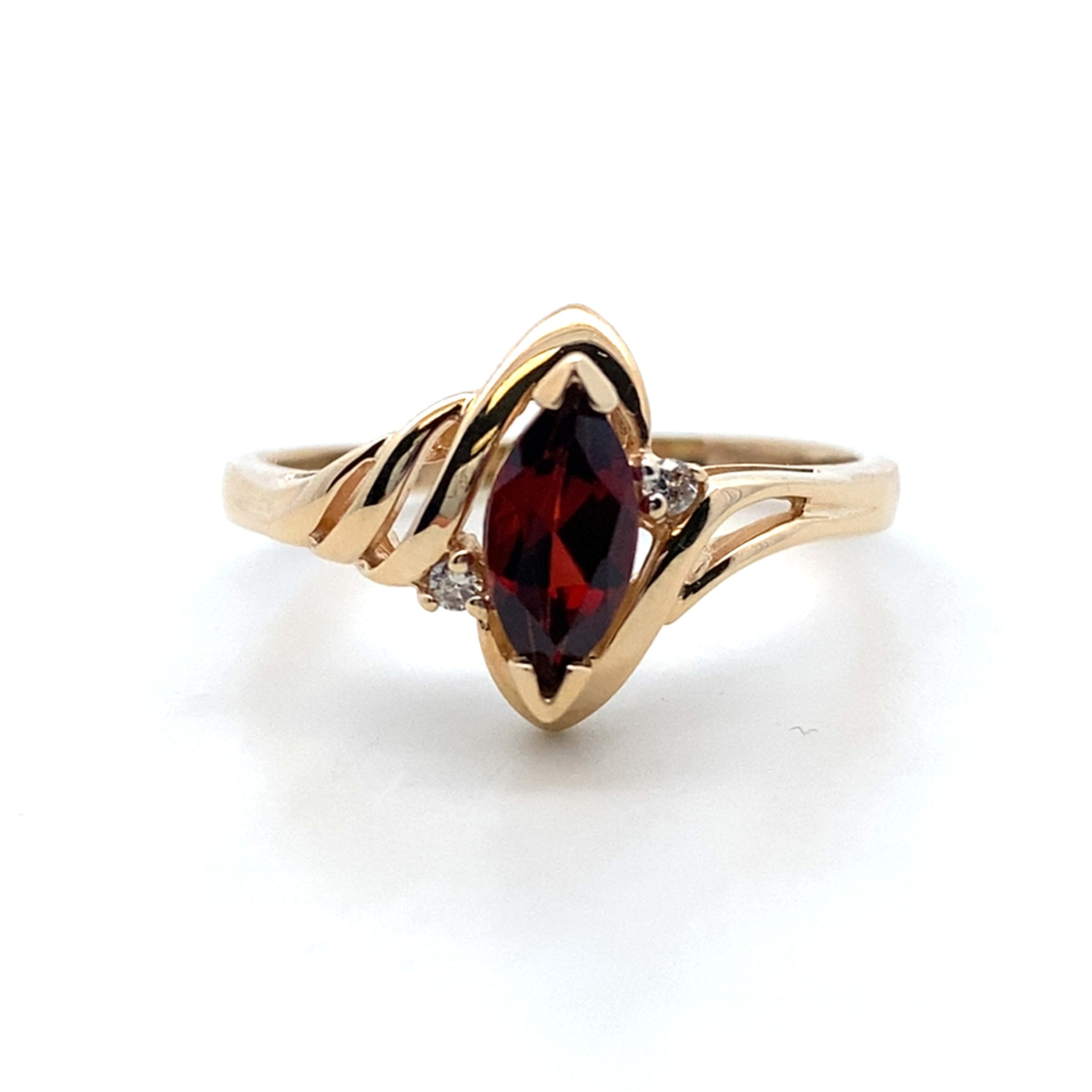 Marquise Garnet and Diamond Ring