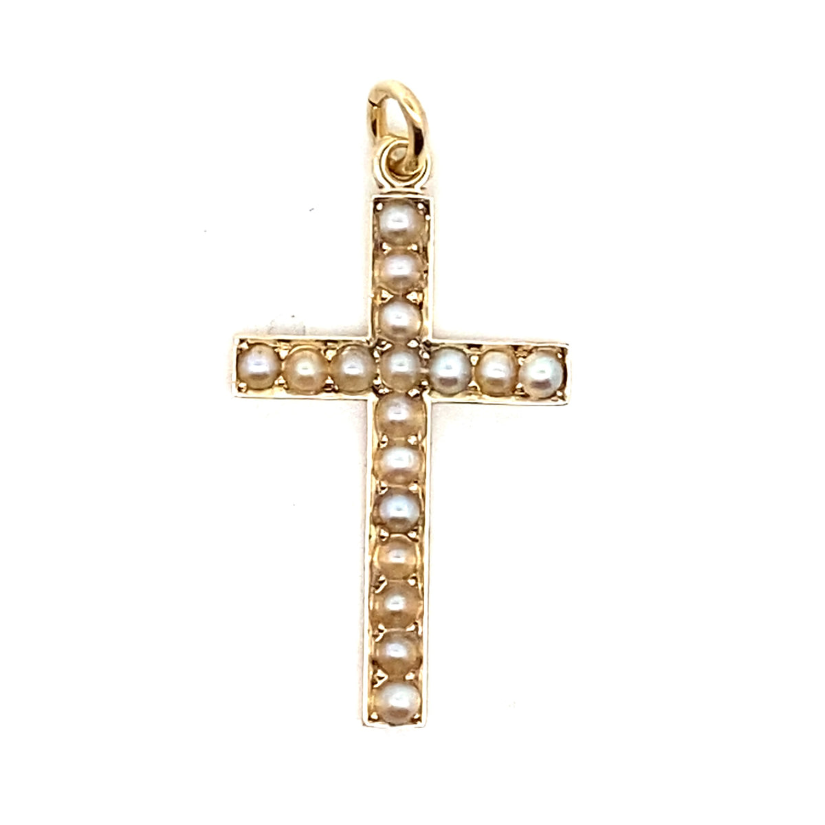 Button Pearl Cross Pendant