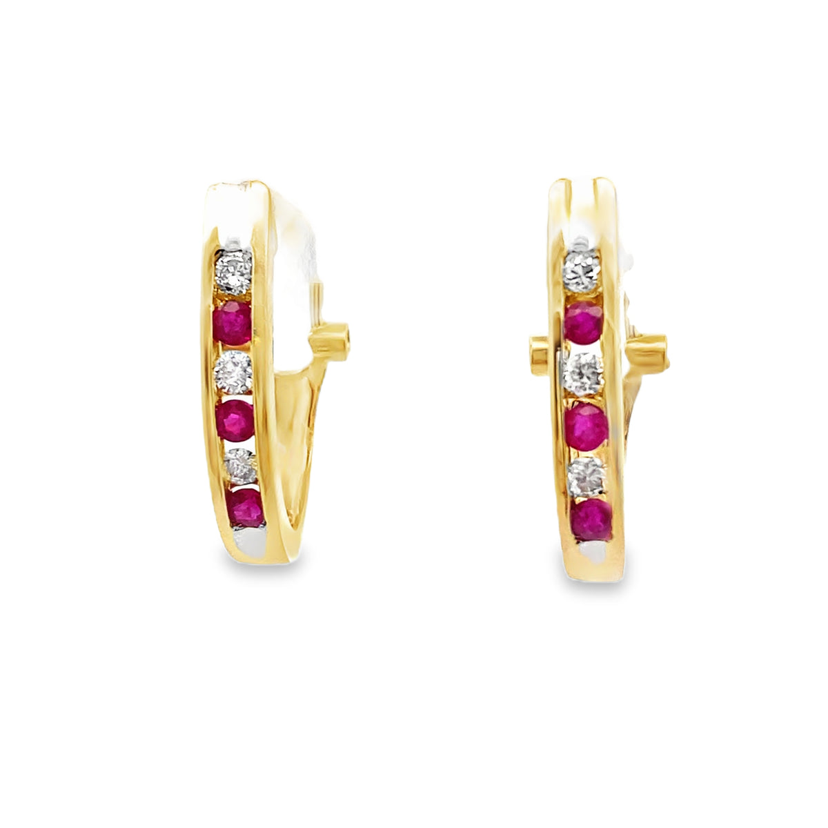 Ruby and Diamond Hoop Earrings