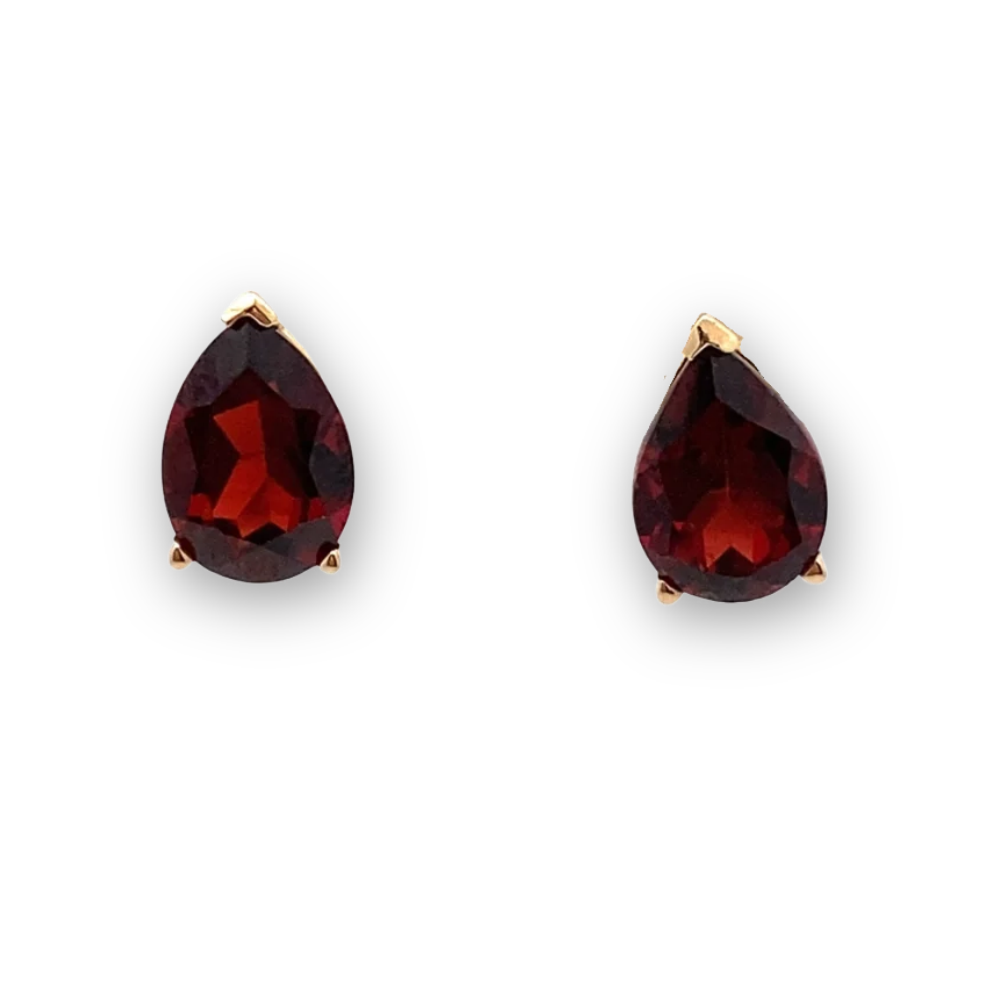 Pear Cut Garnet Stud Earrings