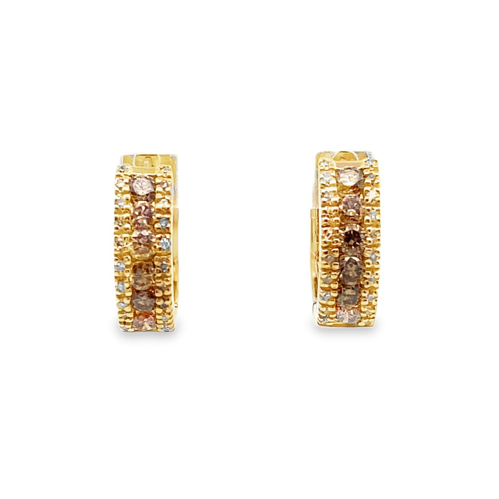 Triple Row Champagne Diamond Earrings