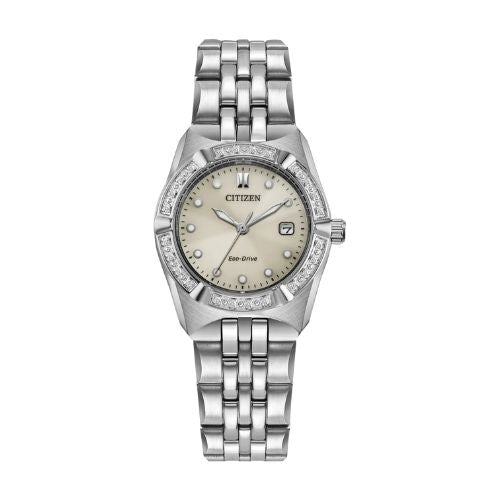28mm 'Corso Diamond' Citizen Eco-Drive Watch
Taupe Dial SS Bracelet