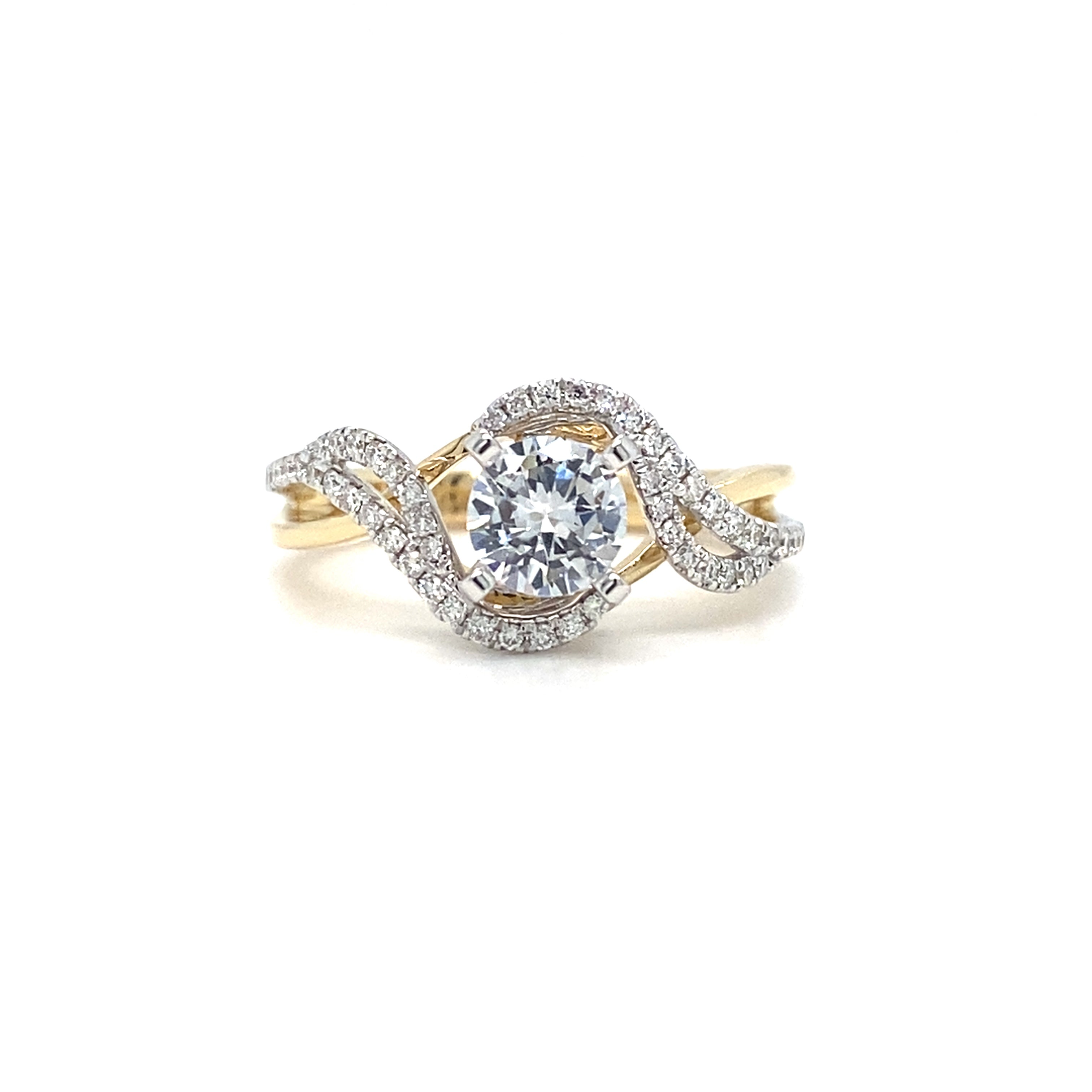 Forever Elegant Round Center Swirl Bypass Diamond Engagement Ring Mounting
