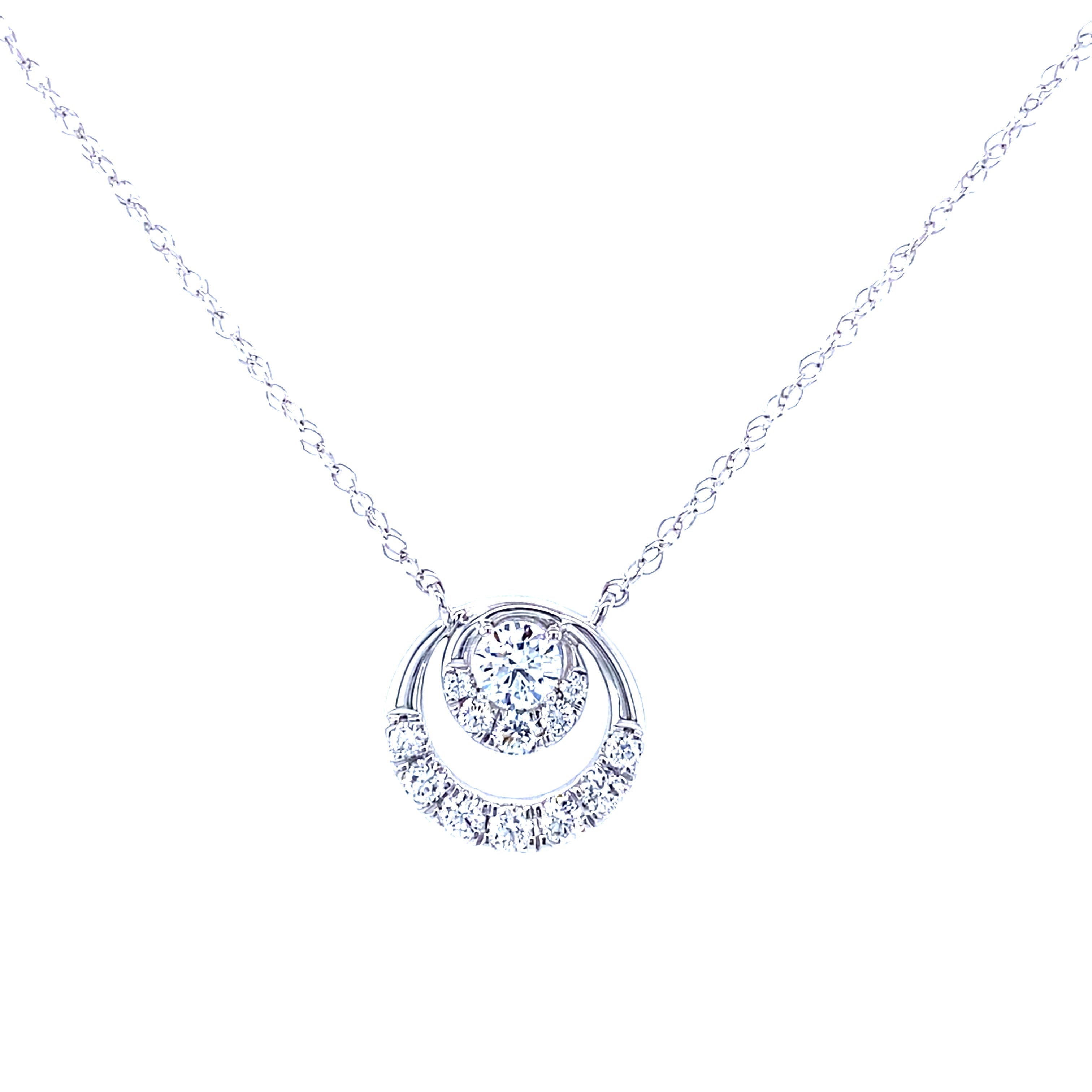 Fire & Ice Double Circle Diamond Pendant