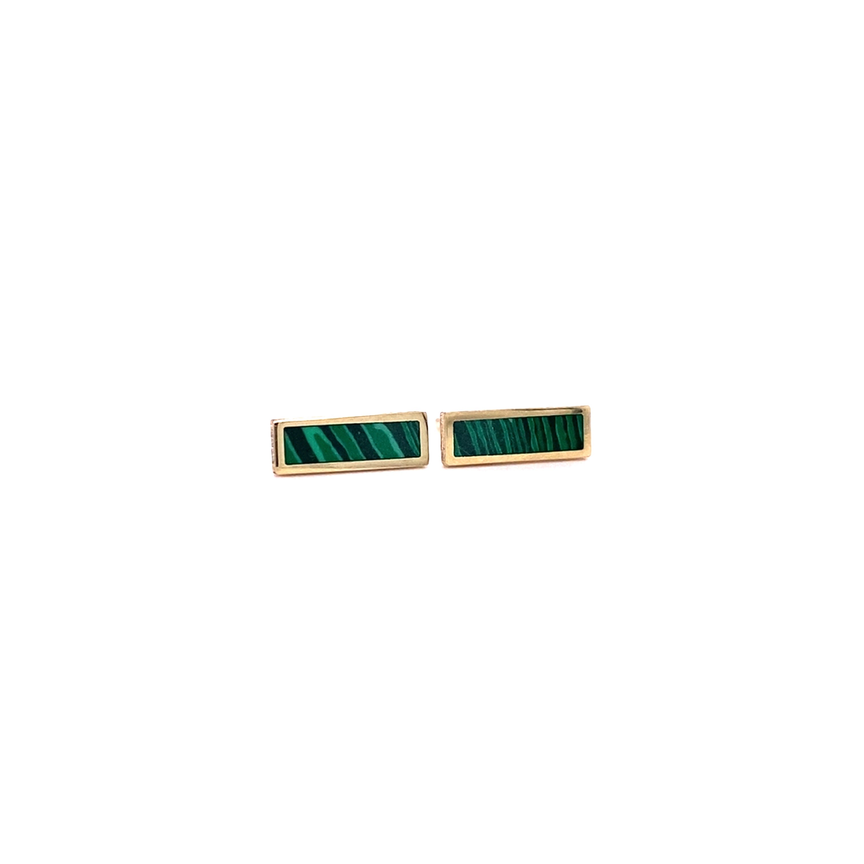 Malachite Bar Stud Earrings