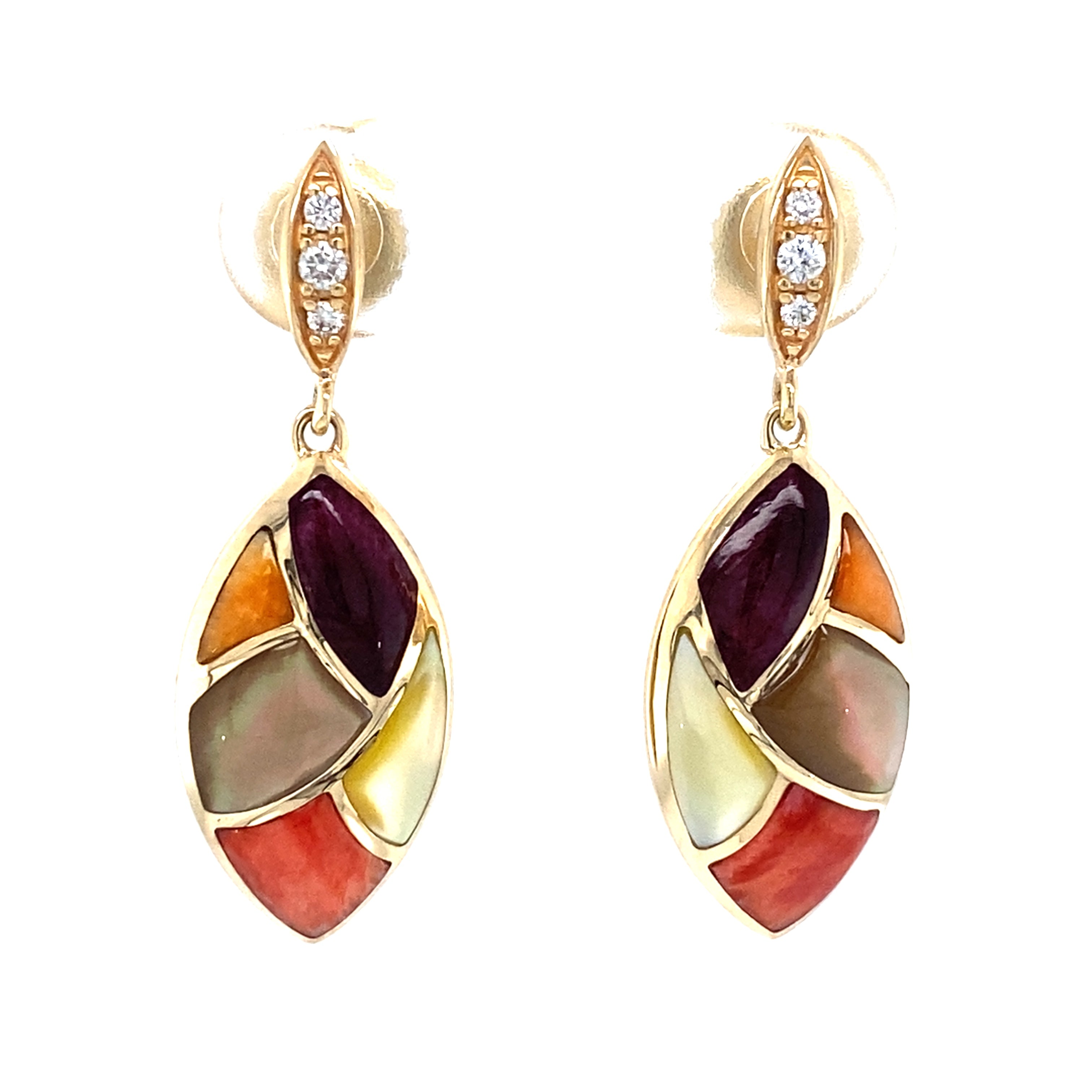 Kabana Multi Mother Of Pearl & Spiny Oyster Dangle Earrings