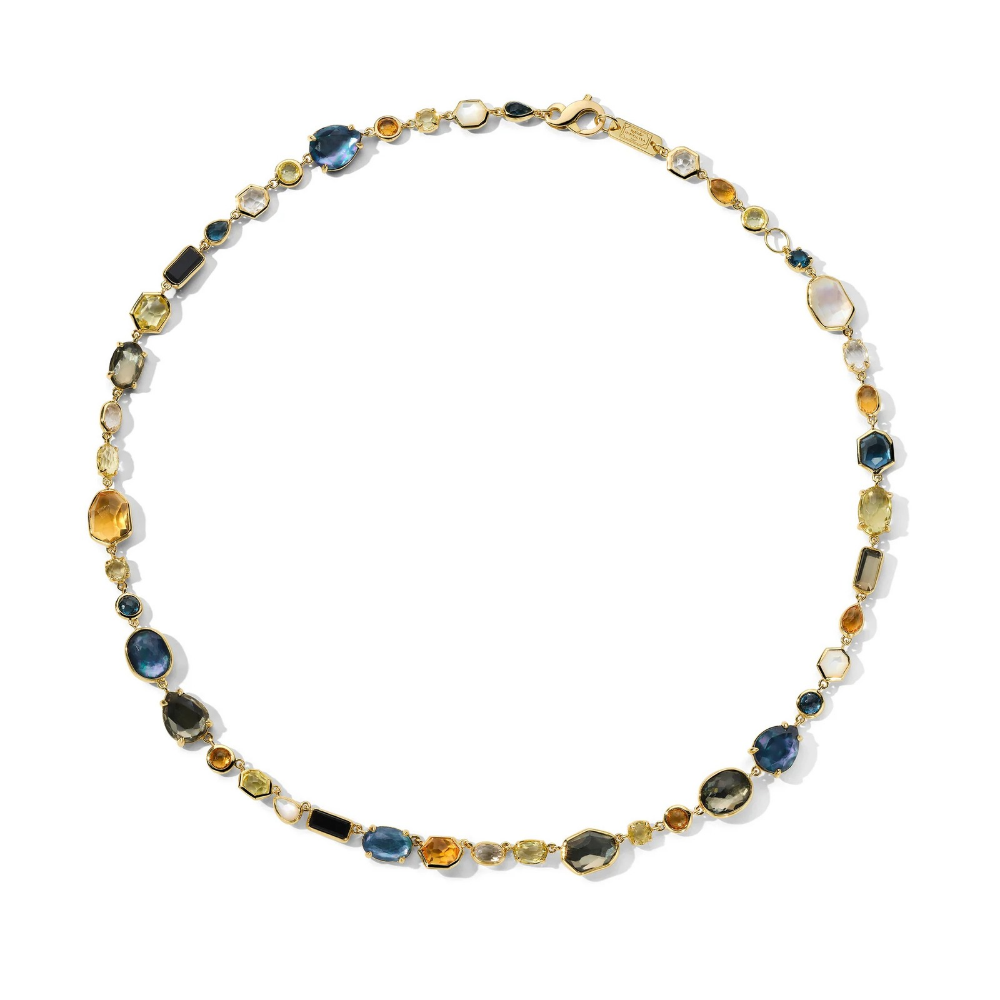 Rock Candy Necklace in Arno
Rock Crystal, Mother-of-Pearl, London Blu