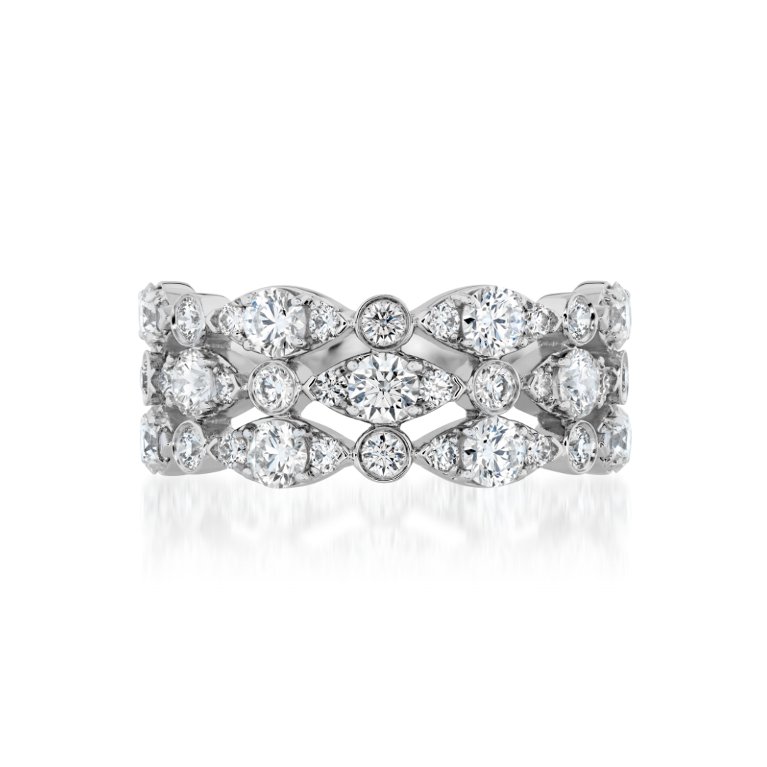 Hearts On Fire Diamond Bezel Regal Triple Ring
