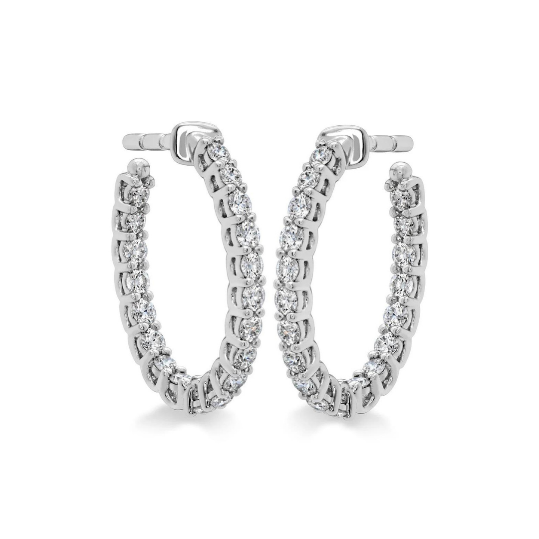 Hearts On Fire Small Oval Diamond Hoop Earrings