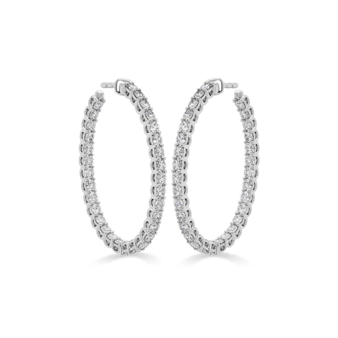 Hearts On Fire Signature Oval Diamond Hoop Earrings - Large