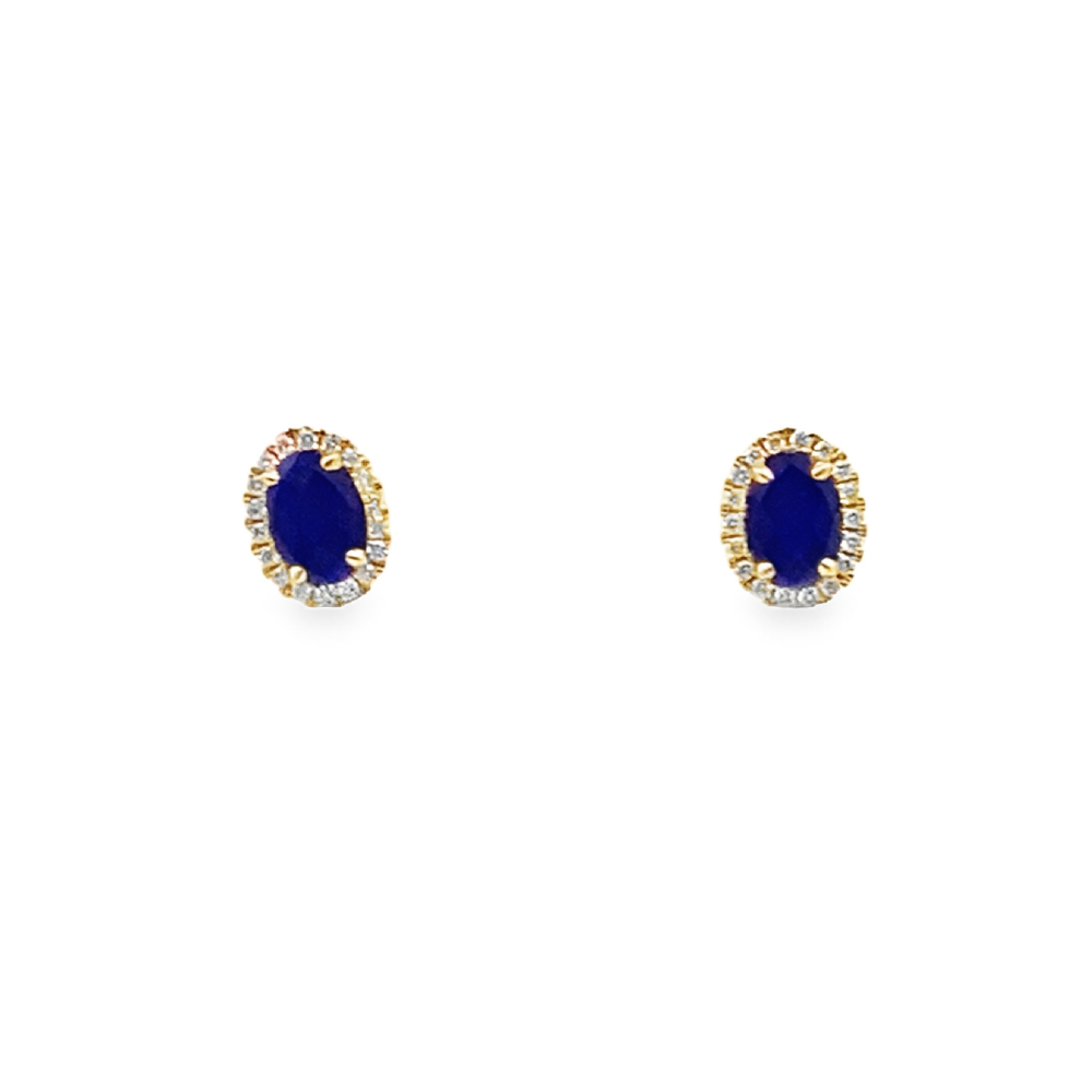 Lapis and Diamond Stud Earrings