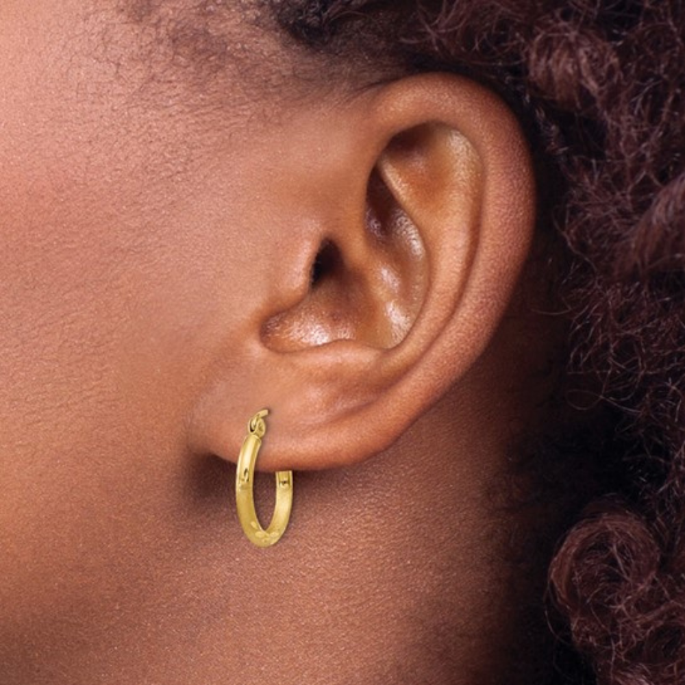 Satin and Diamond-Cut Round Tube Earrings