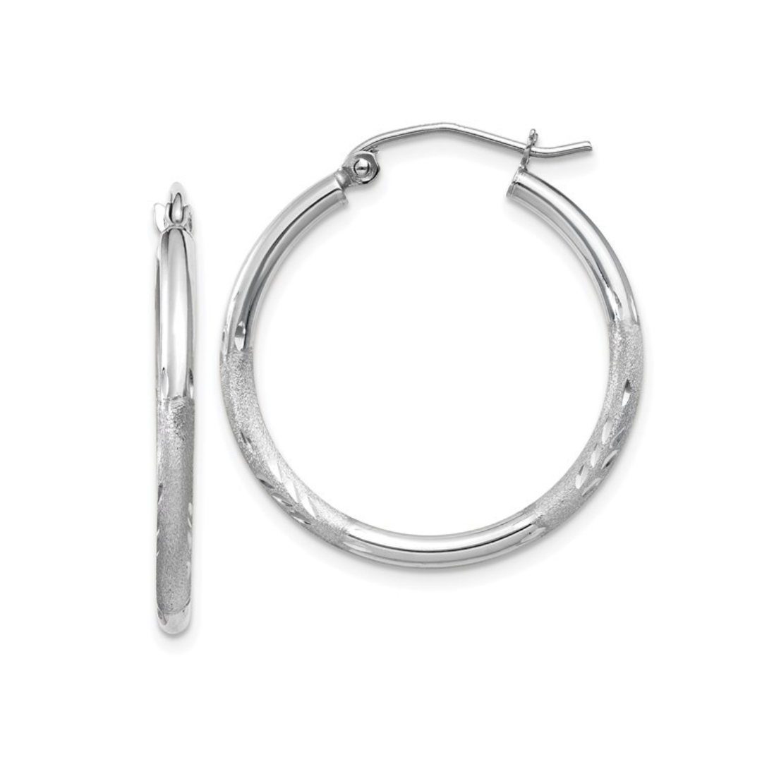 Polished & Satin Diamond-Cut Hoop Earrings
