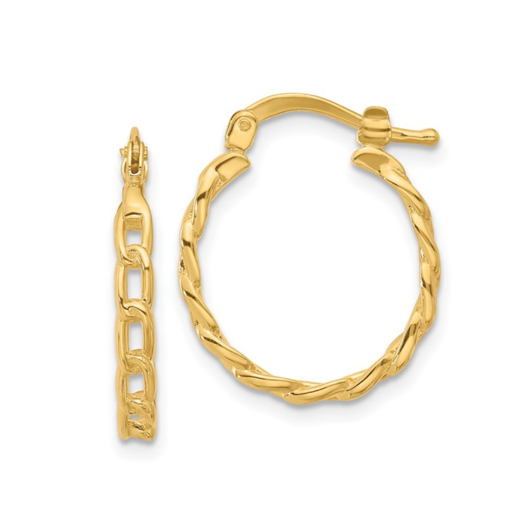 Polished Link Design Hoop Earrings