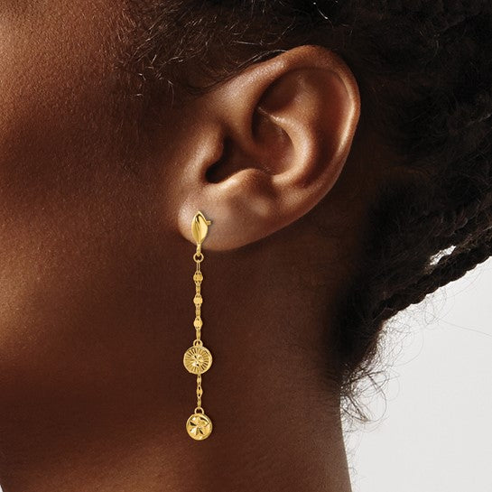 Polished and Diamond-Cut Disc Dangle Post Earrings