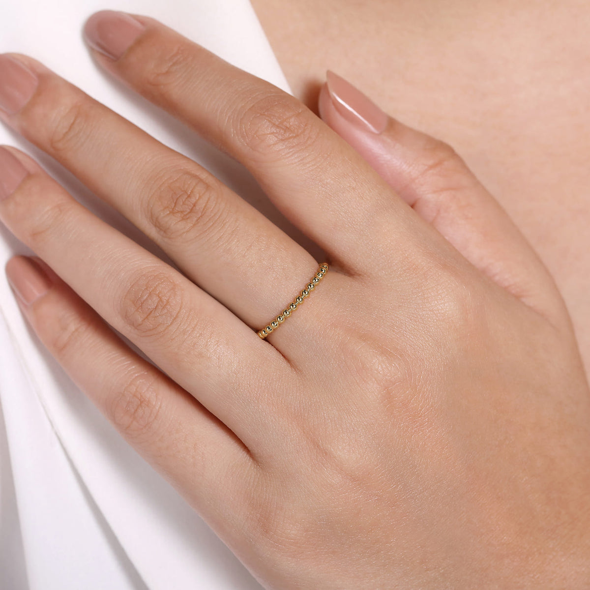 Gabriel & Co. Gold Beaded Stackable Bujukan Ring