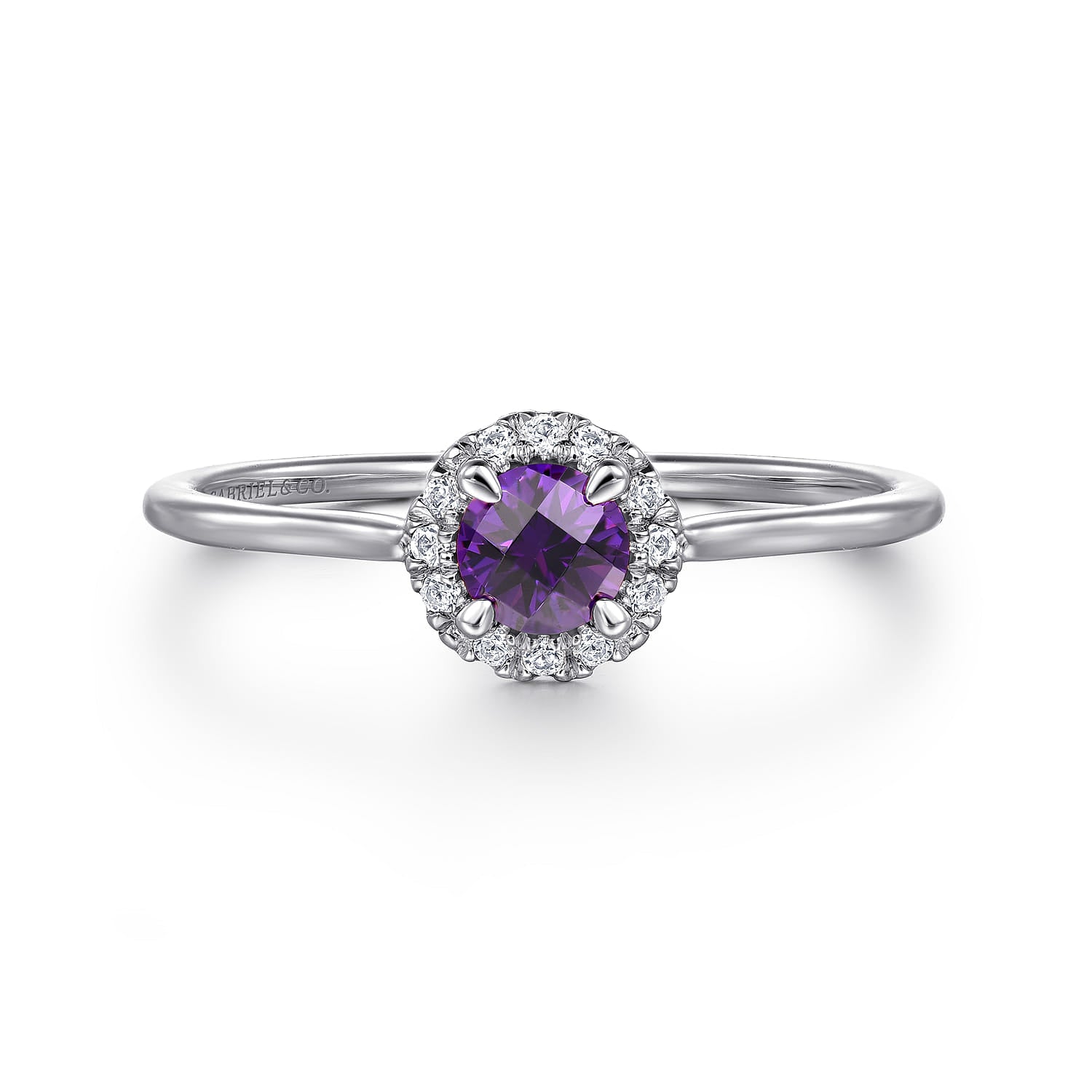 Gabriel & Co. Amethyst and Diamond Halo Ring