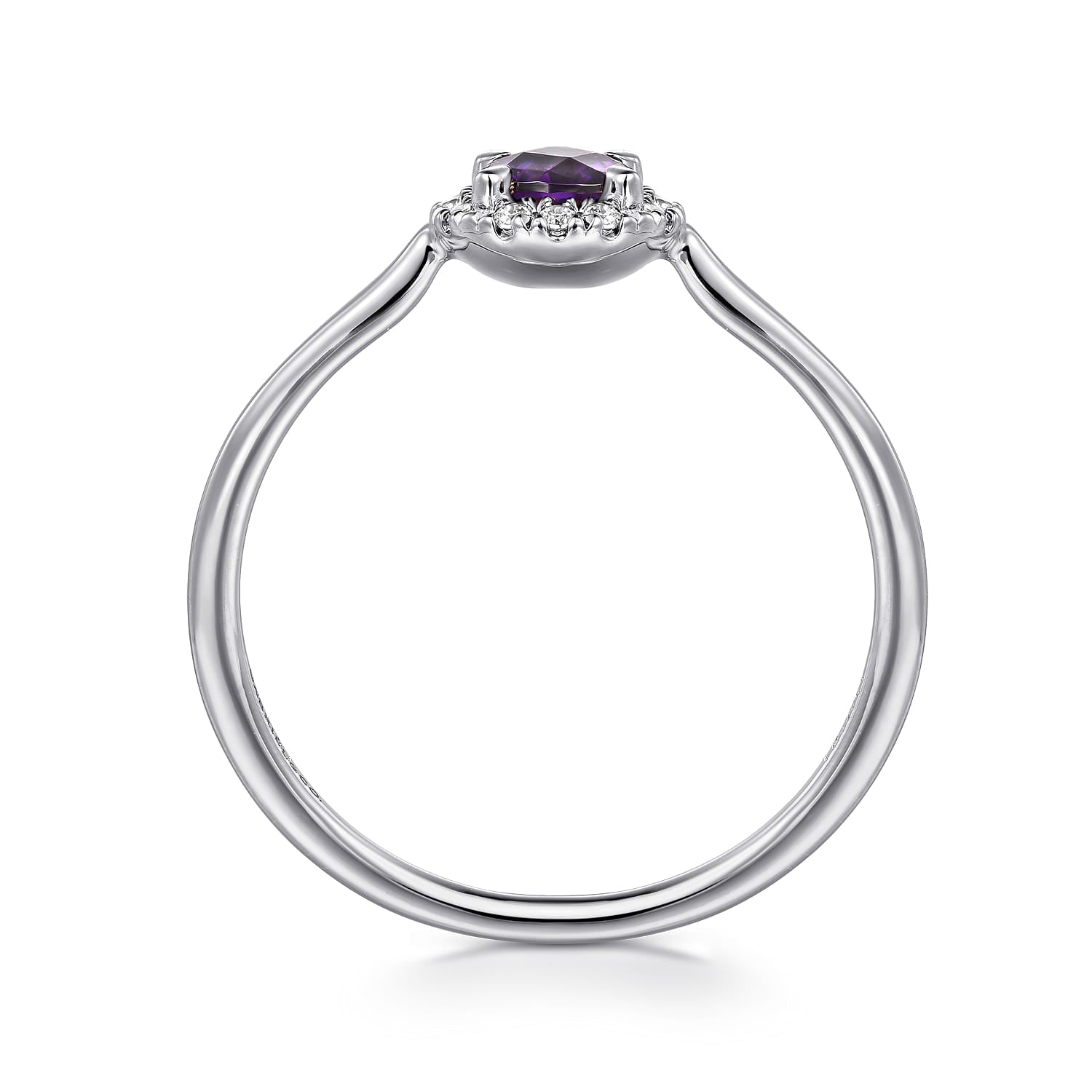 Gabriel & Co. Amethyst and Diamond Halo Ring