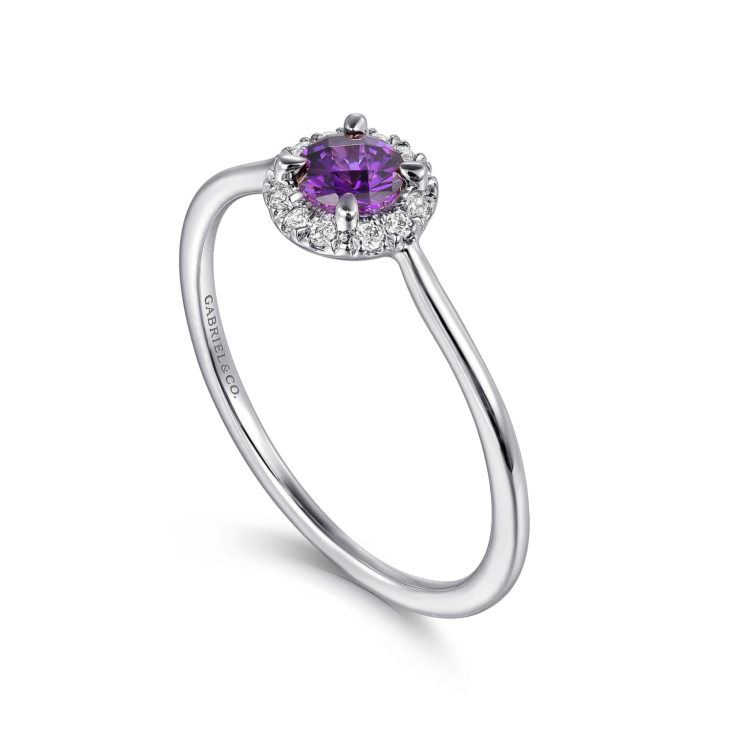 Gabriel & Co. Amethyst and Diamond Halo Ring