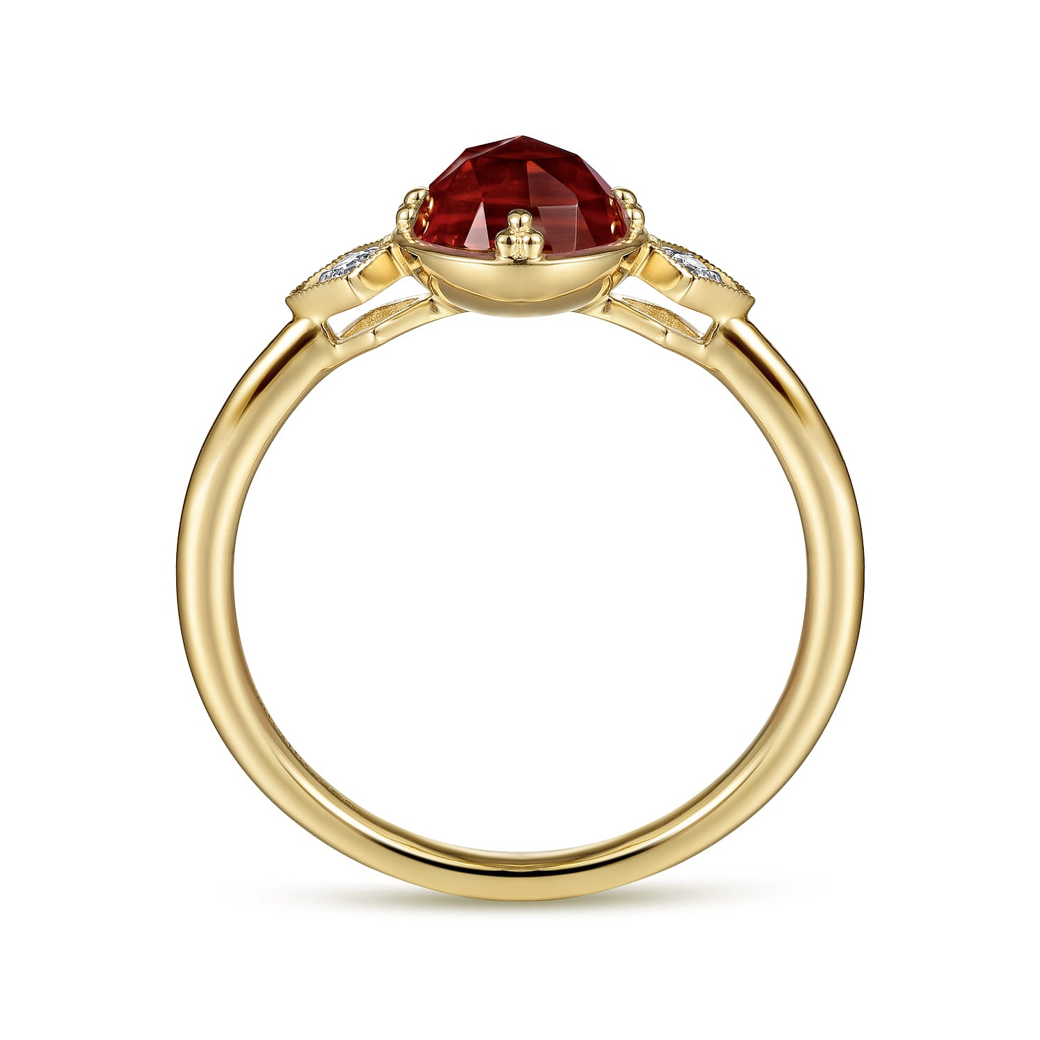 Gabriel & Co. Three Stone Garnet and Diamond Ring