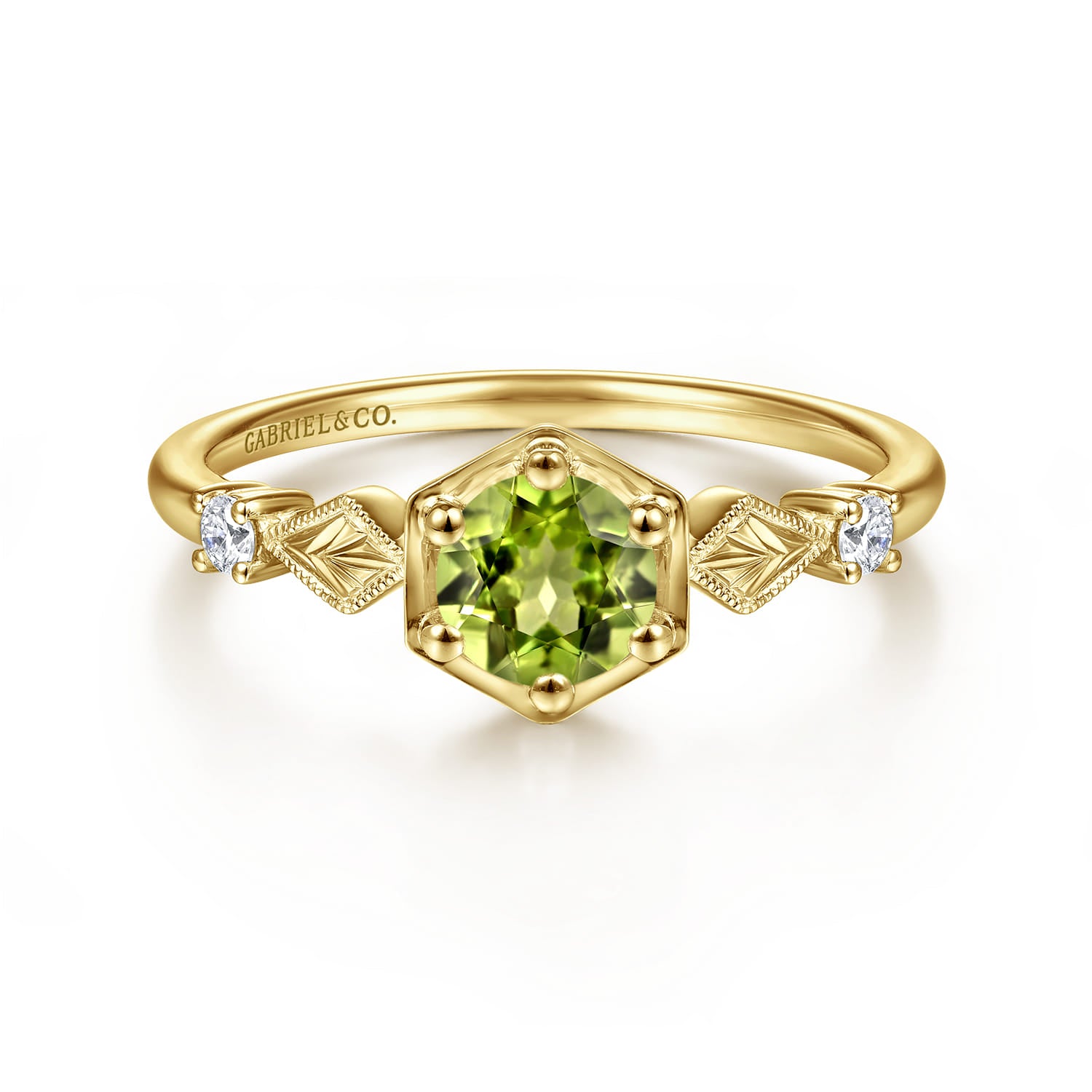 Hexagonal Peridot Diamond Promise