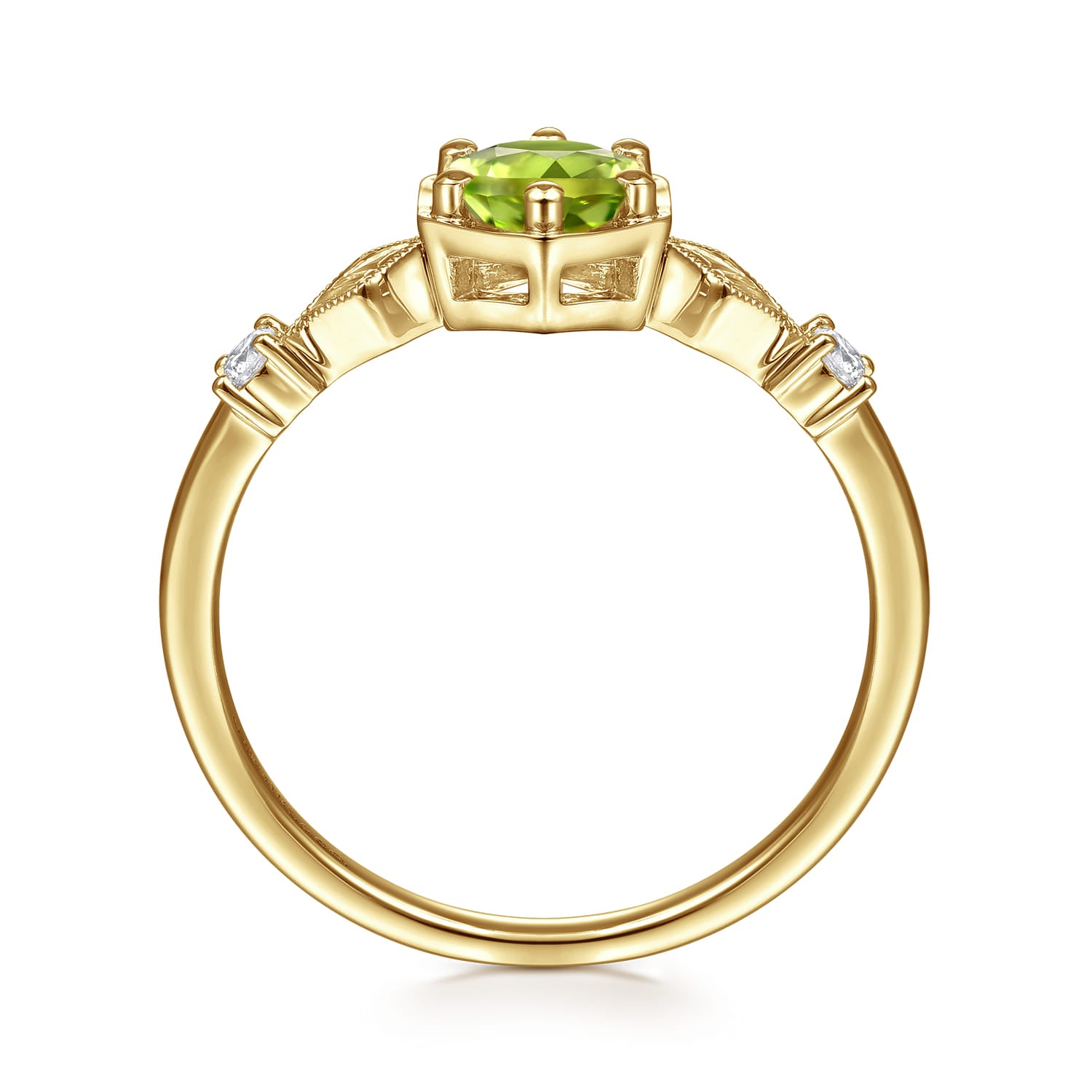 Hexagonal Peridot Diamond Promise