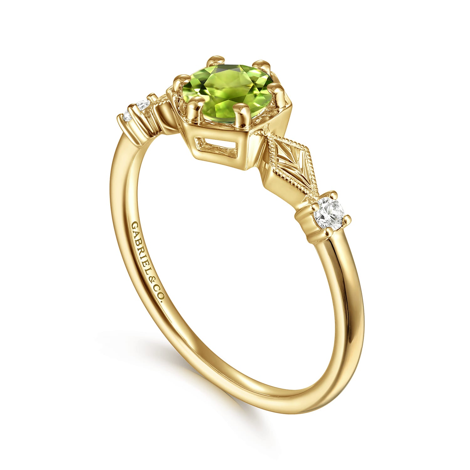 Hexagonal Peridot Diamond Promise