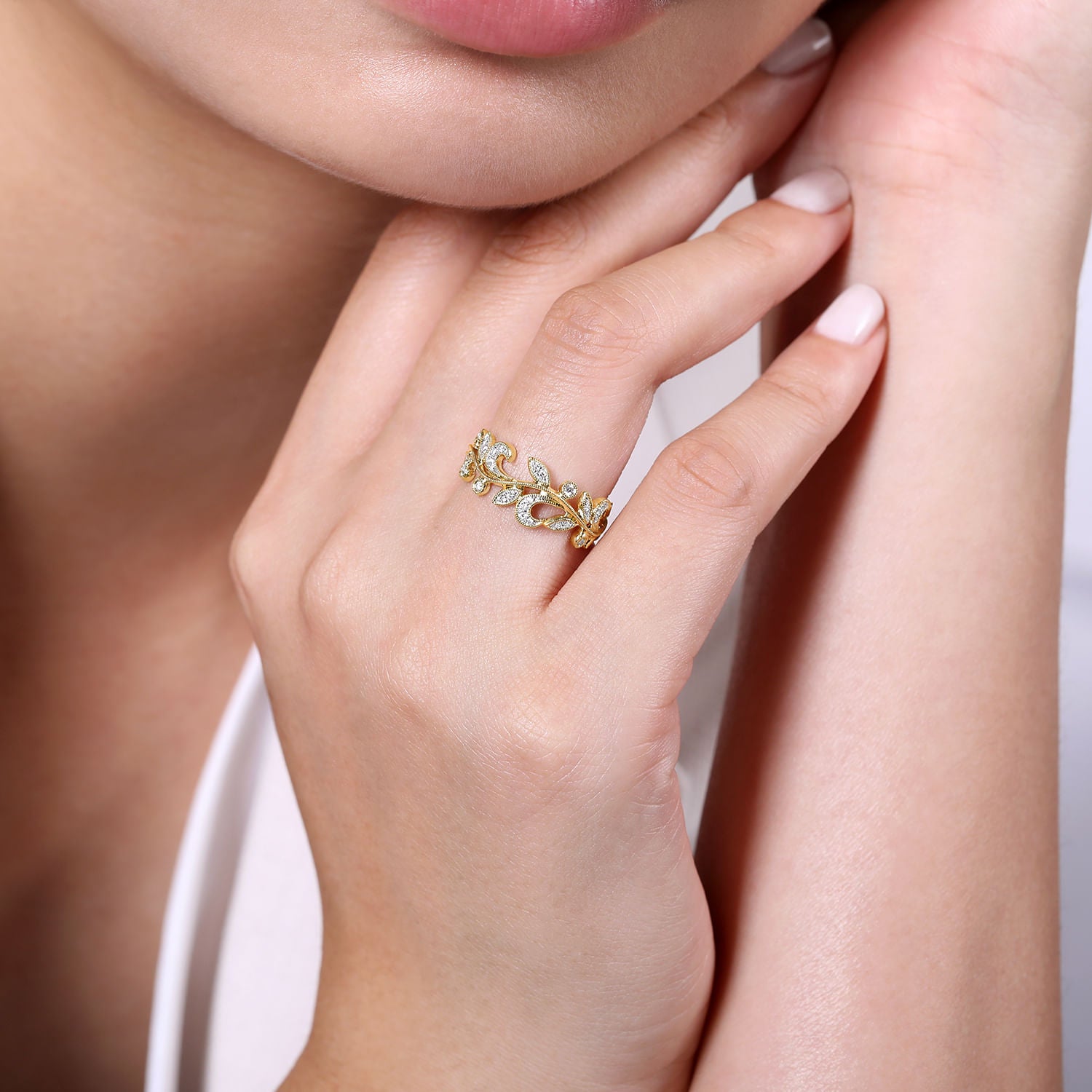 Gabriel & Co. Diamond Floral Ring
