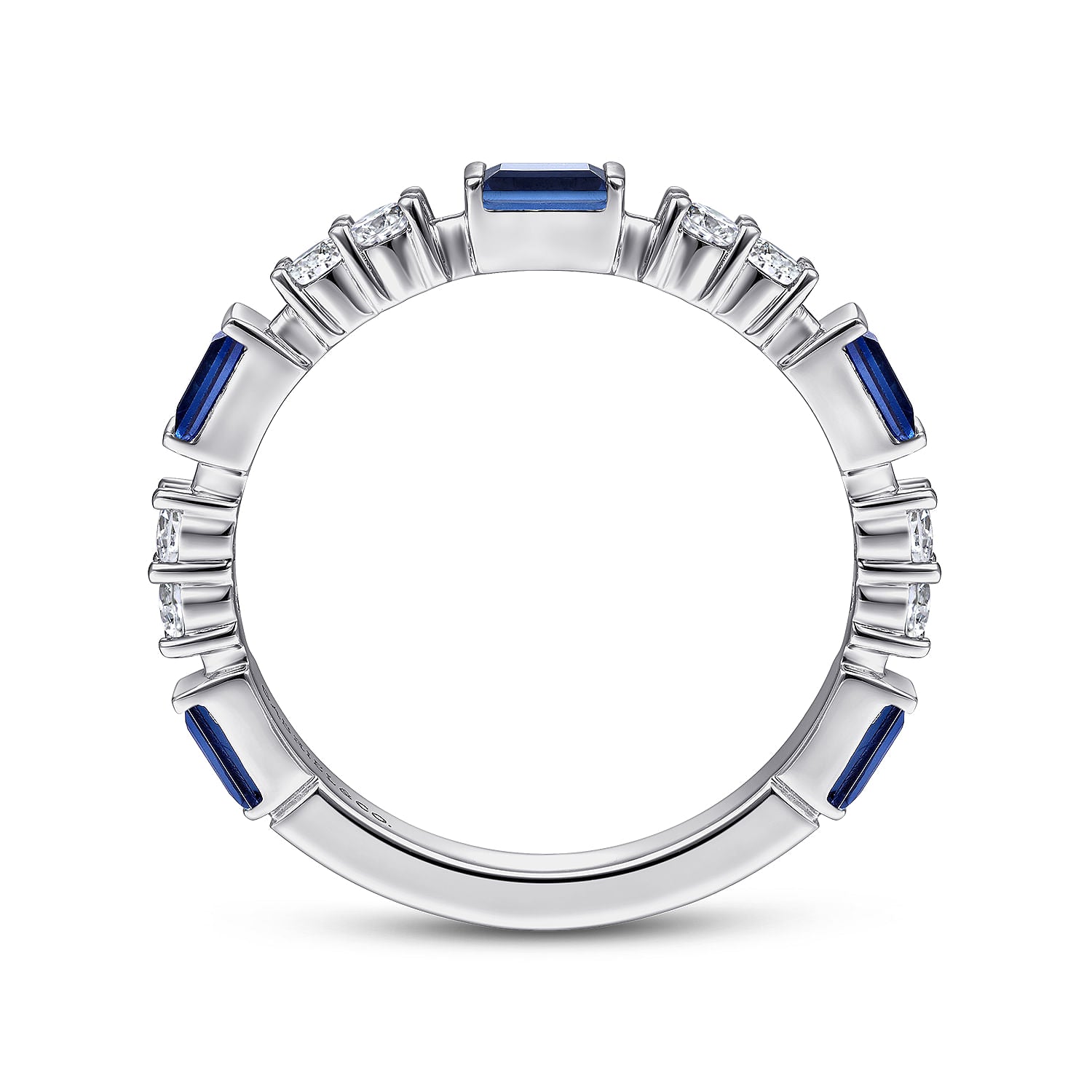 Gabriel & Co. Alternating Sapphire Baguette and Diamond Ring