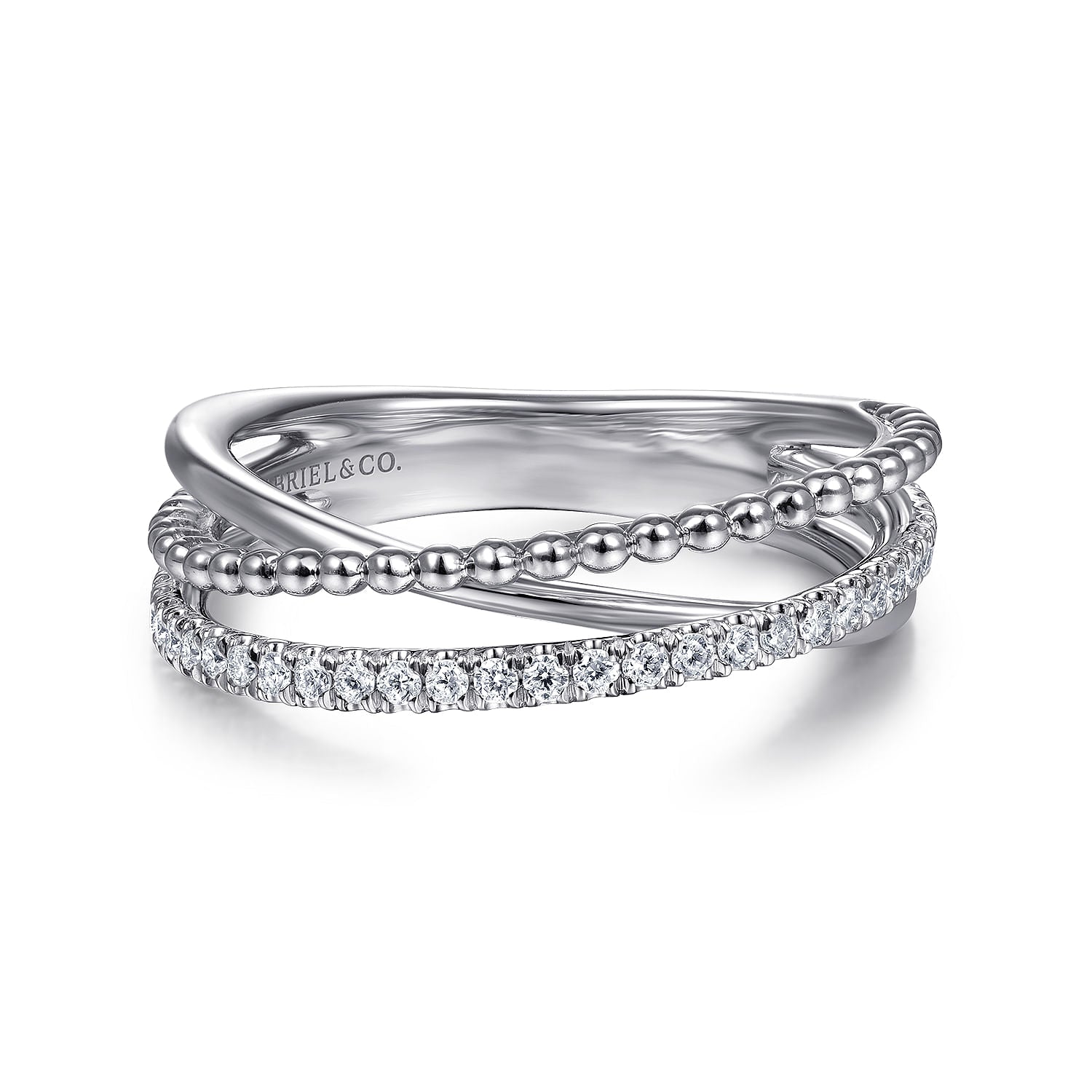 Gabriel & Co. White Sapphire Bujukan Criss Cross Ring