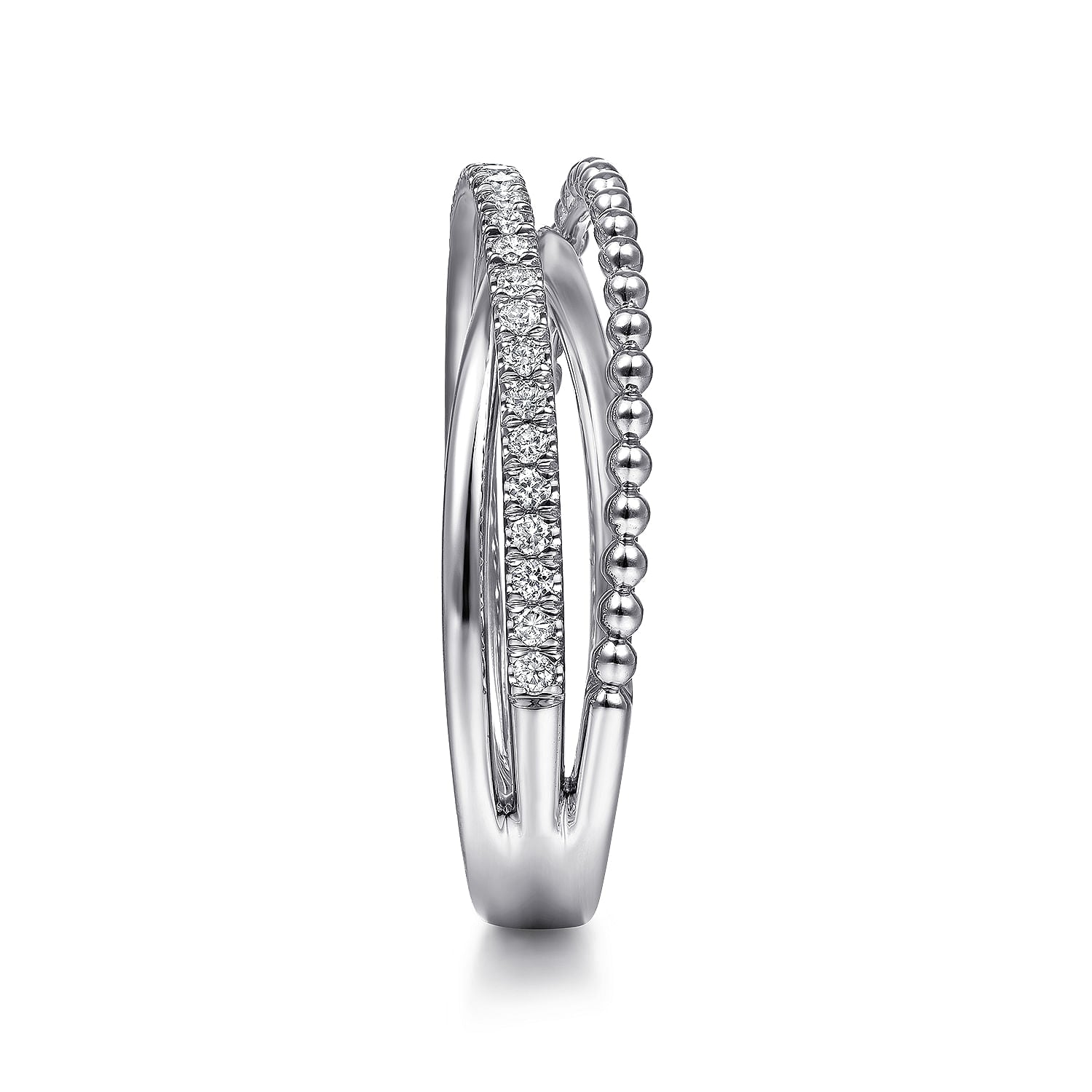 Gabriel & Co. White Sapphire Bujukan Criss Cross Ring