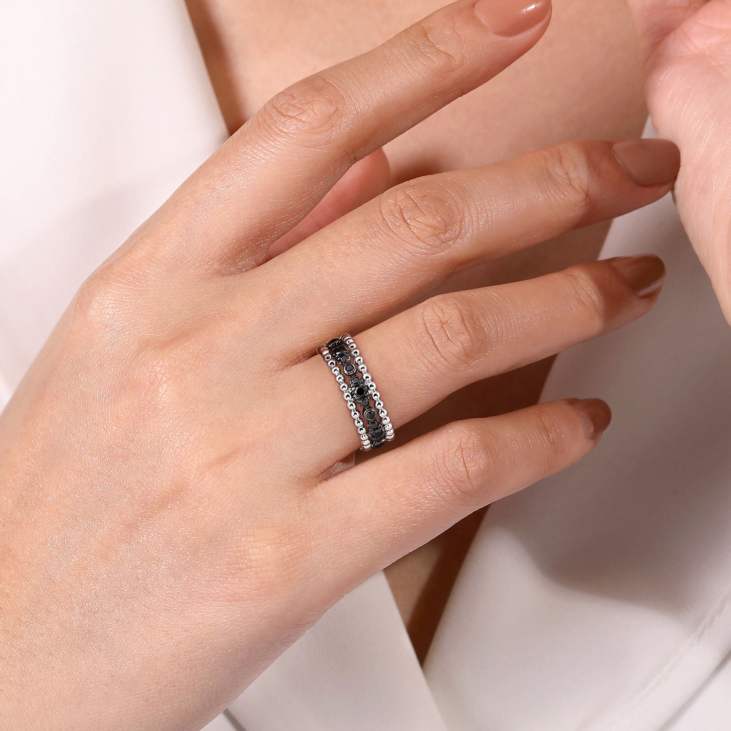 Gabriel & Co. Black Spinel Bujukan Stackable Ring