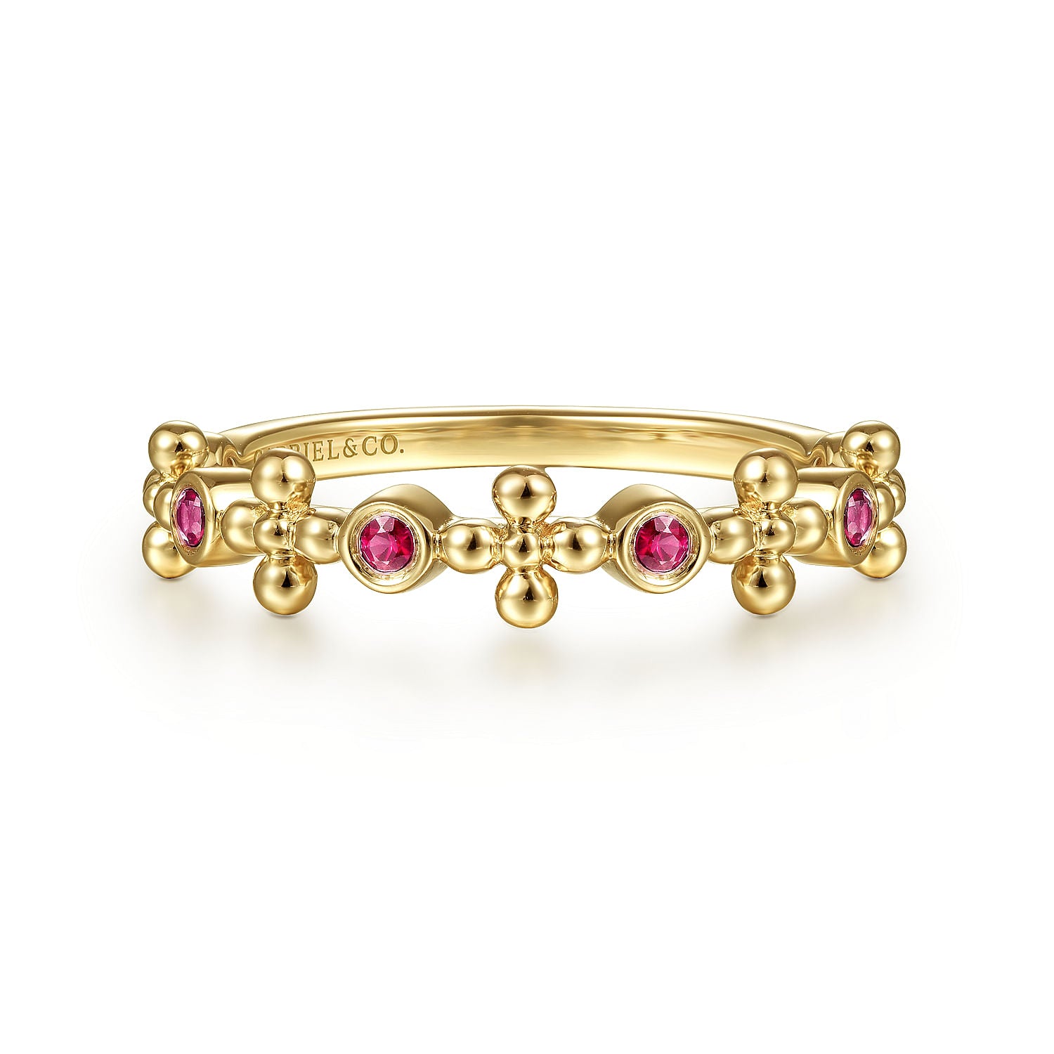Gabriel & Co. Stackable Bujukan Ruby and Bead Station Ring