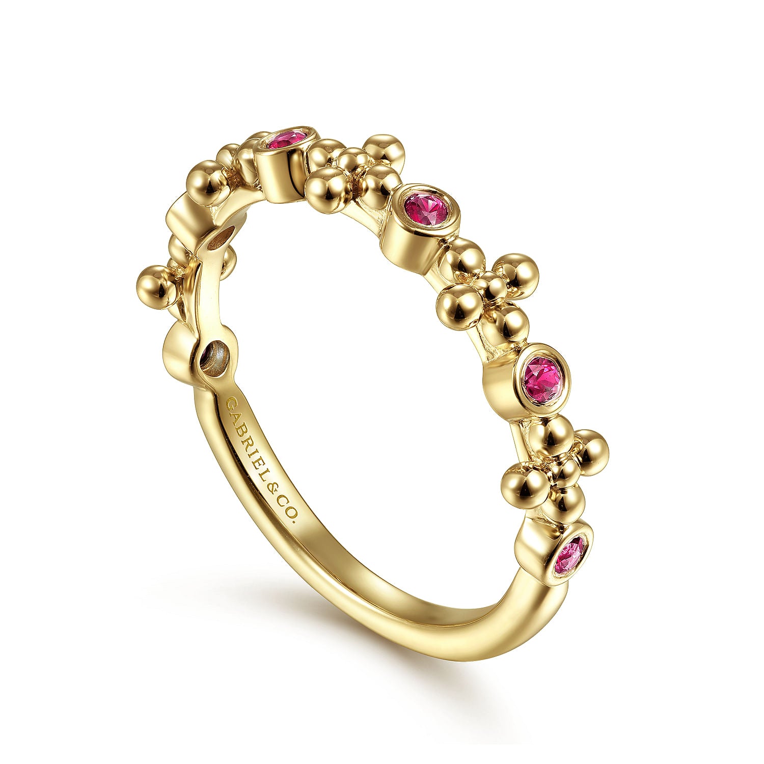 Gabriel & Co. Stackable Bujukan Ruby and Bead Station Ring