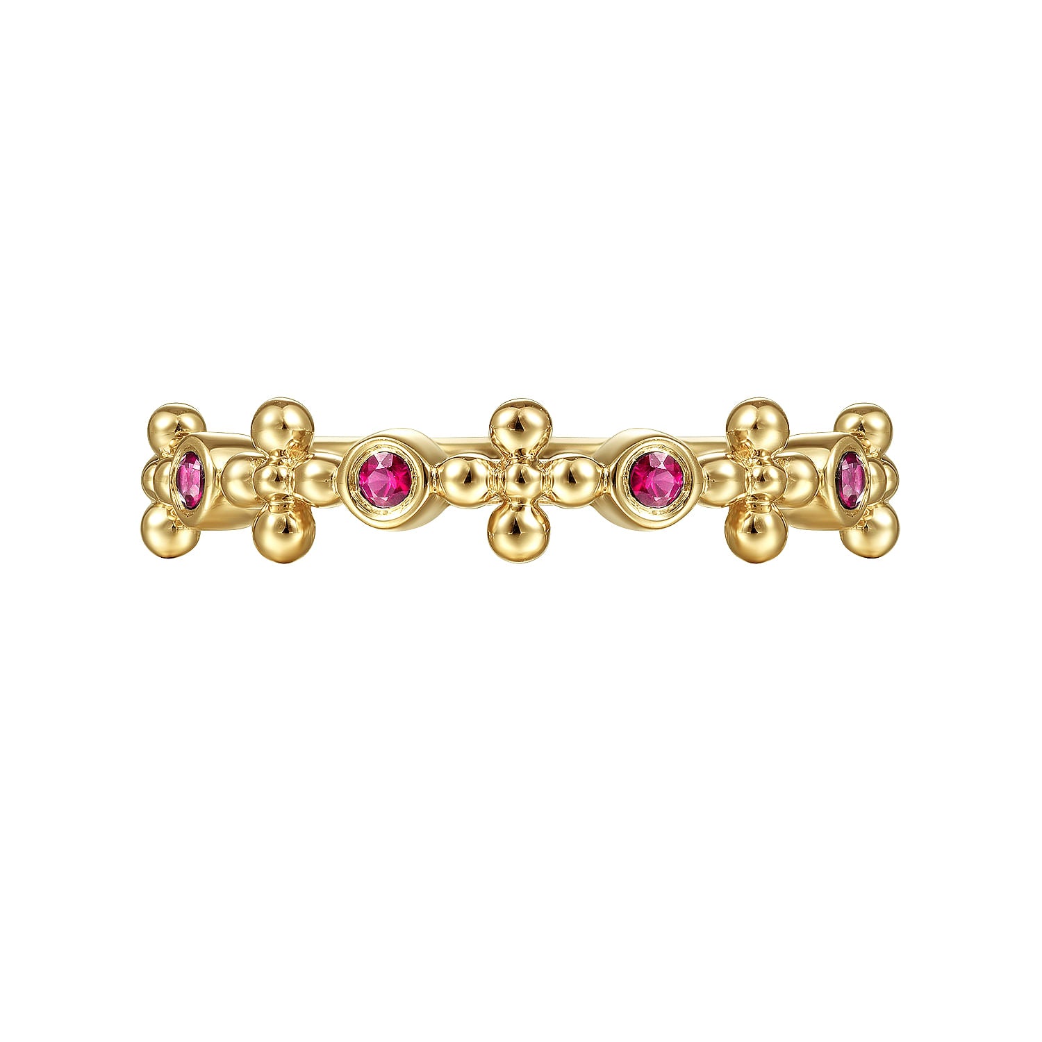 Gabriel & Co. Stackable Bujukan Ruby and Bead Station Ring