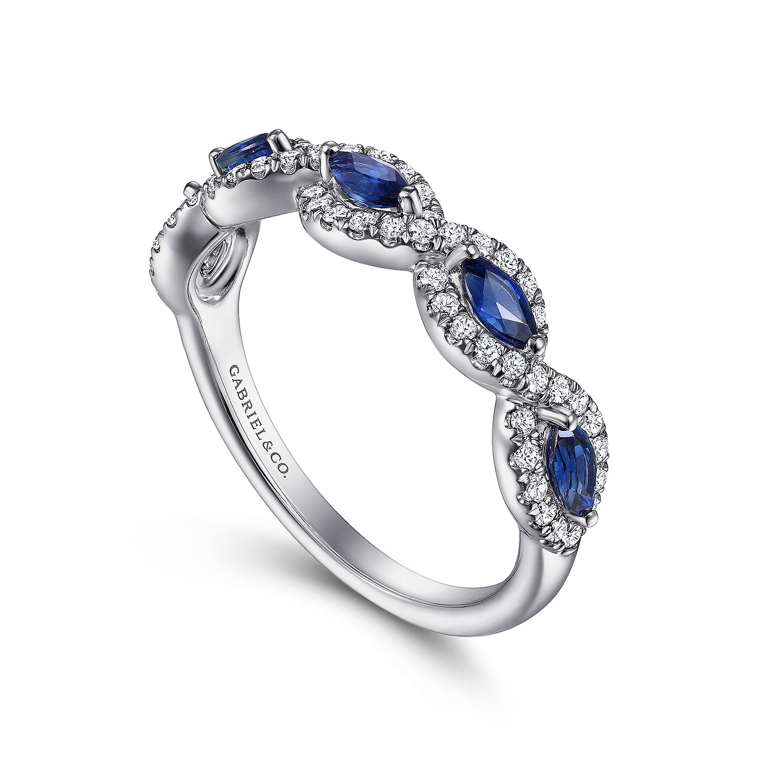 Gabriel & Co. Sapphire and Diamond Twisted Ring