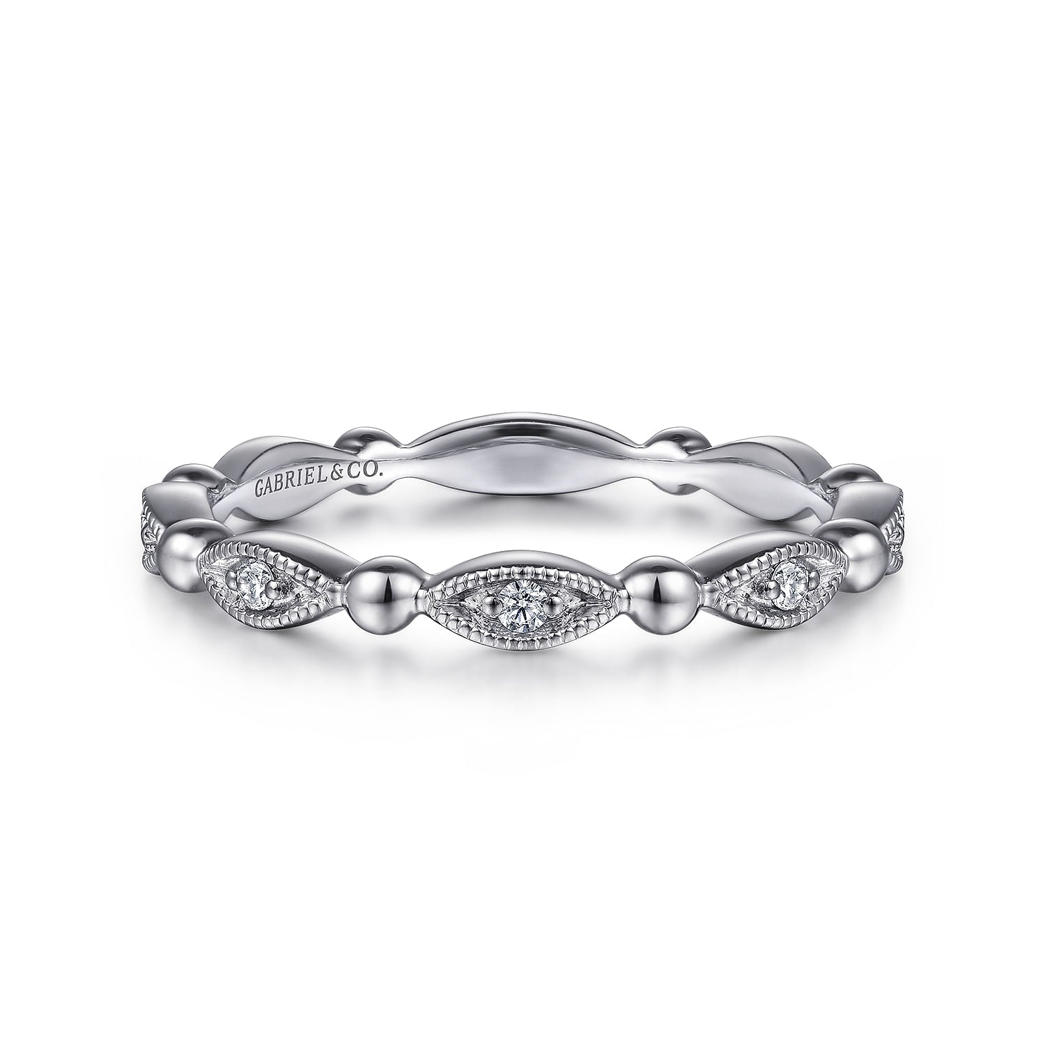 Gabriel & Co. Bujukan Marquise Station Diamond Stackable Ring
