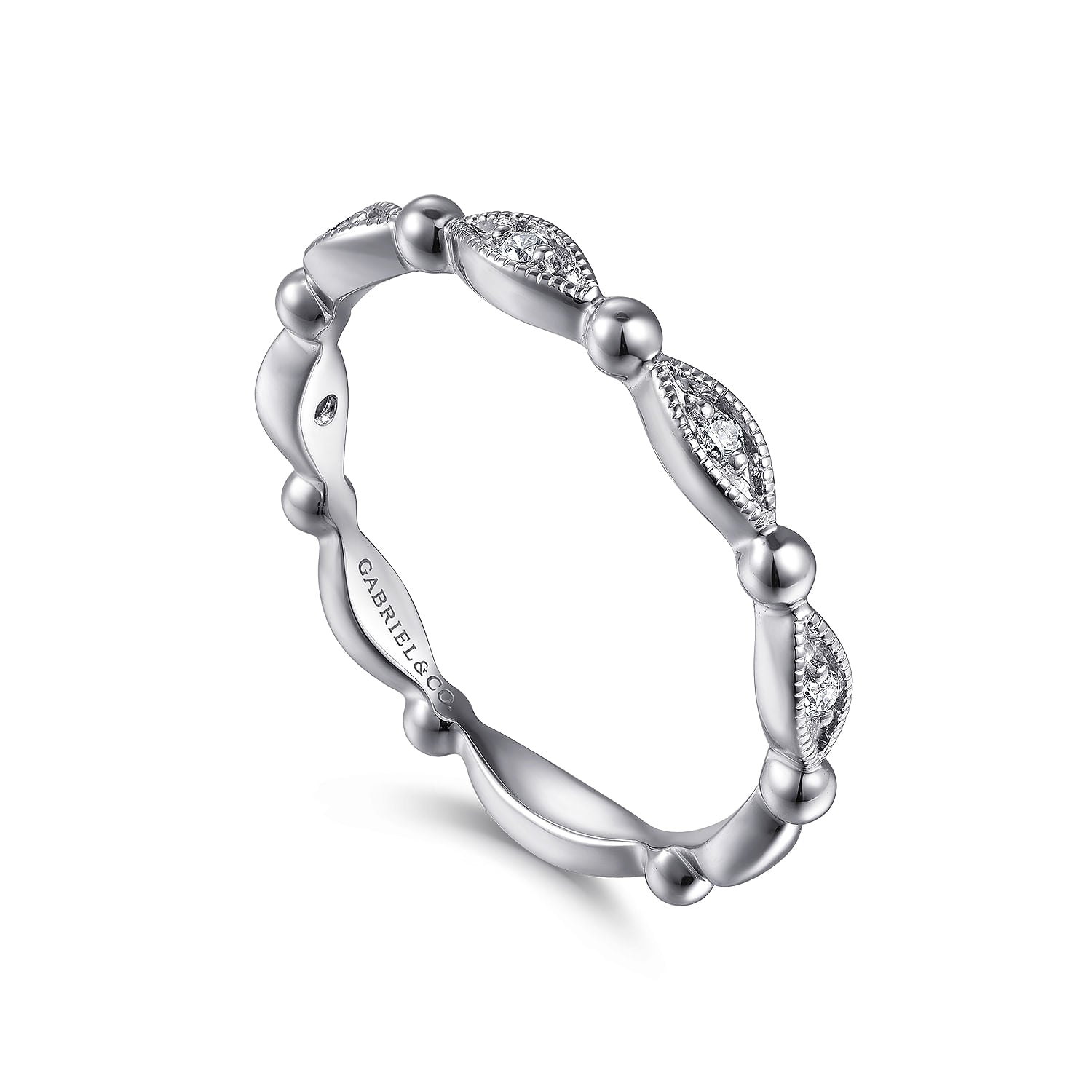 Gabriel & Co. Bujukan Marquise Station Diamond Stackable Ring