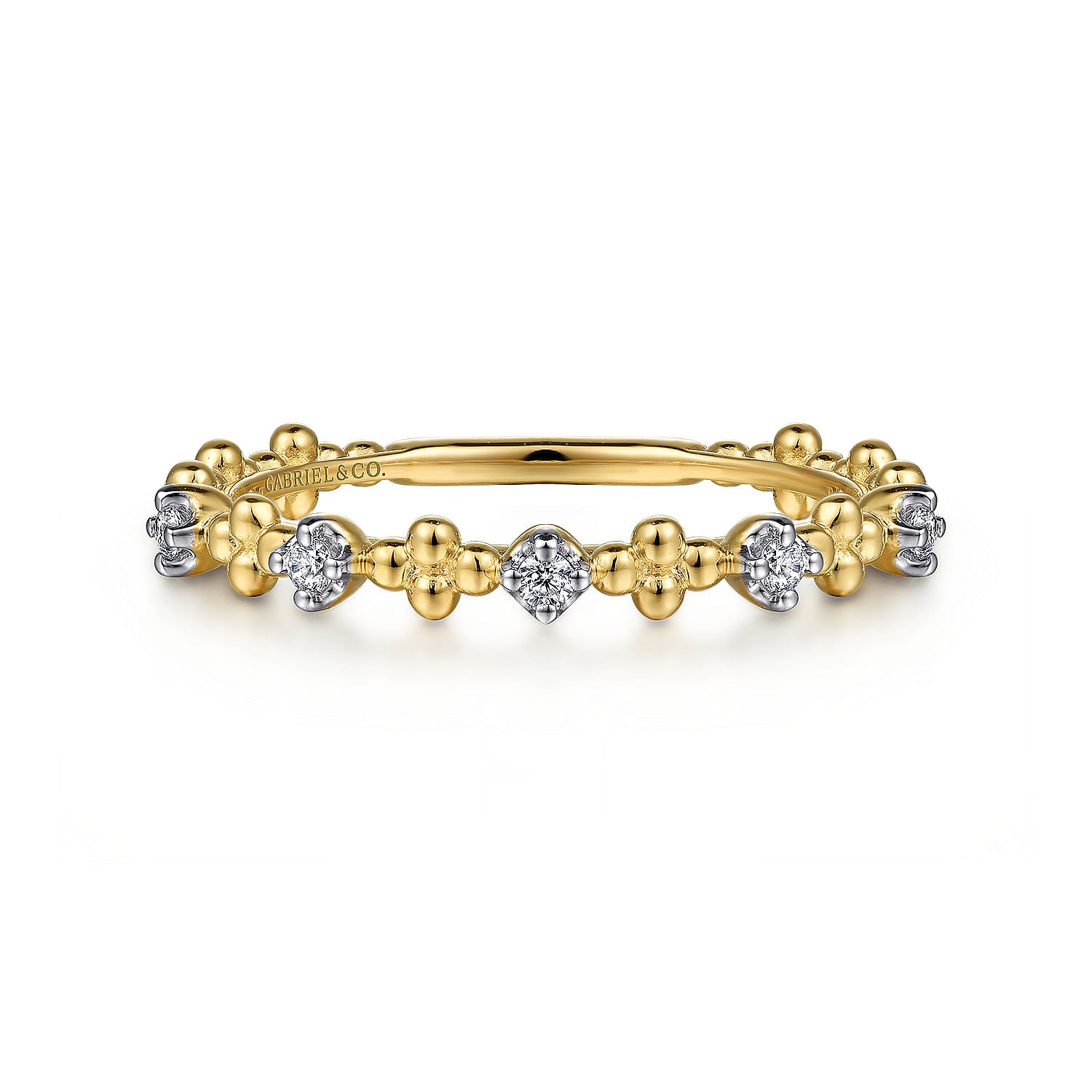 Gabriel & Co. Diamond and Bujukan Bead Station Stackable Ring