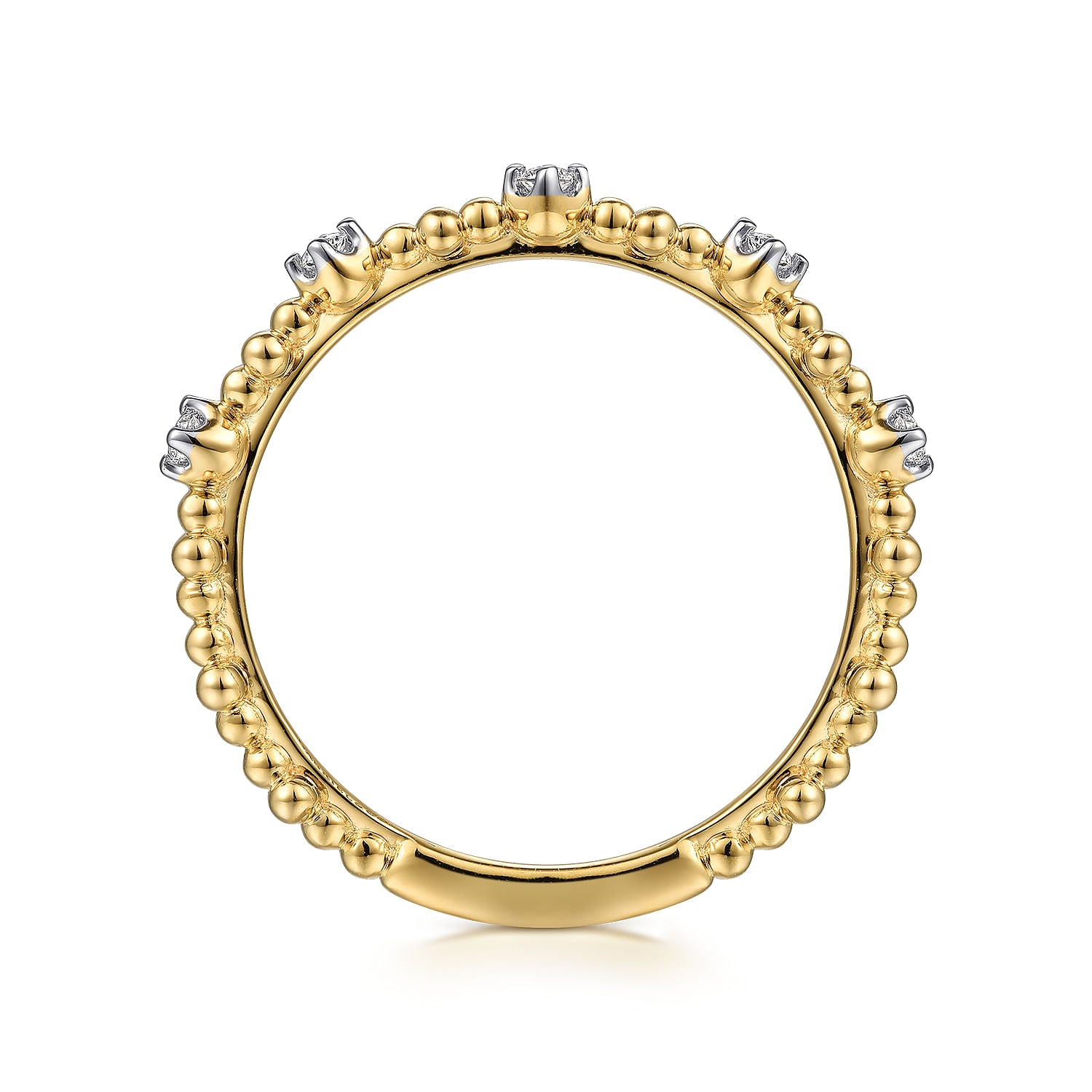 Gabriel & Co. Diamond and Bujukan Bead Station Stackable Ring