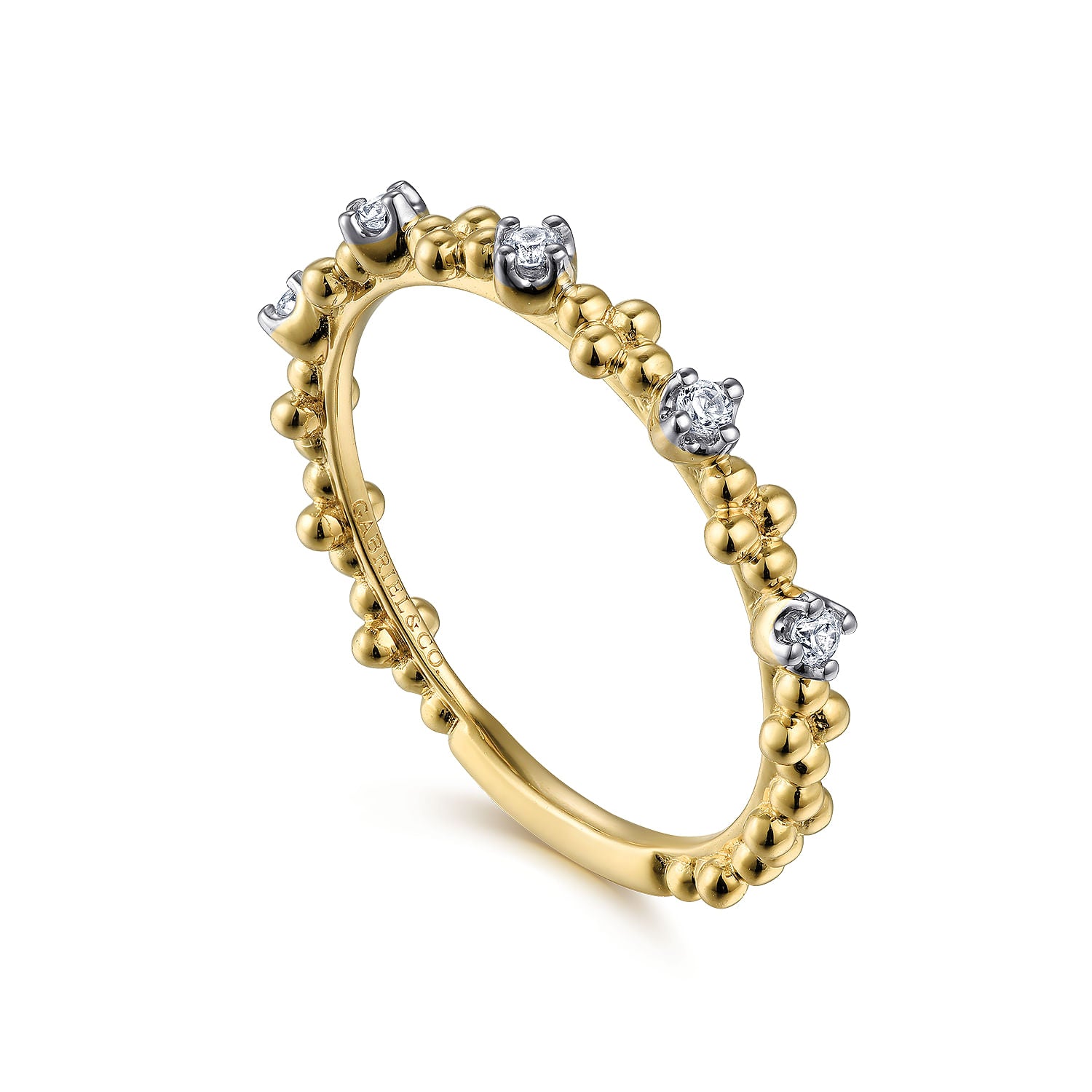 Gabriel & Co. Diamond and Bujukan Bead Station Stackable Ring
